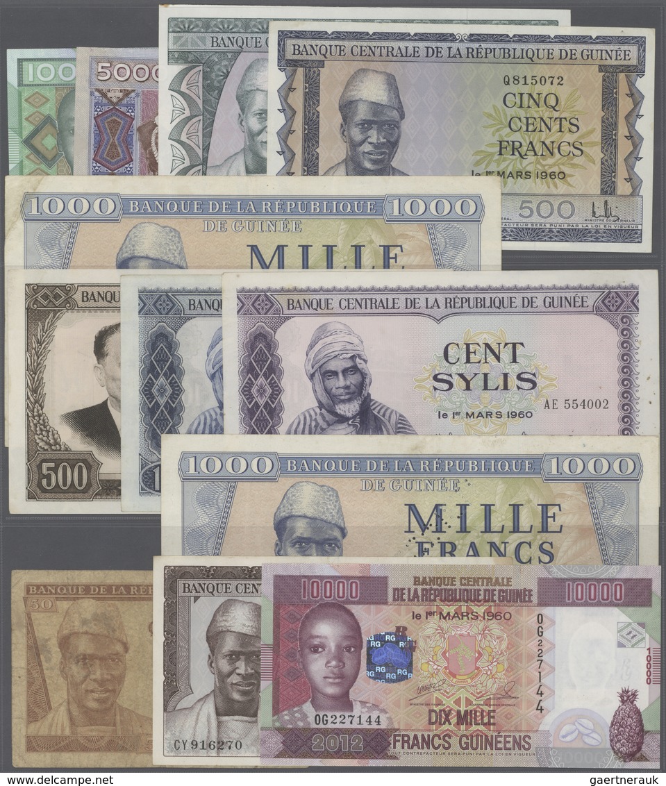 Guinea: About 120 Banknotes From Different Series In Different Denominations In Various Conditions C - Guinea