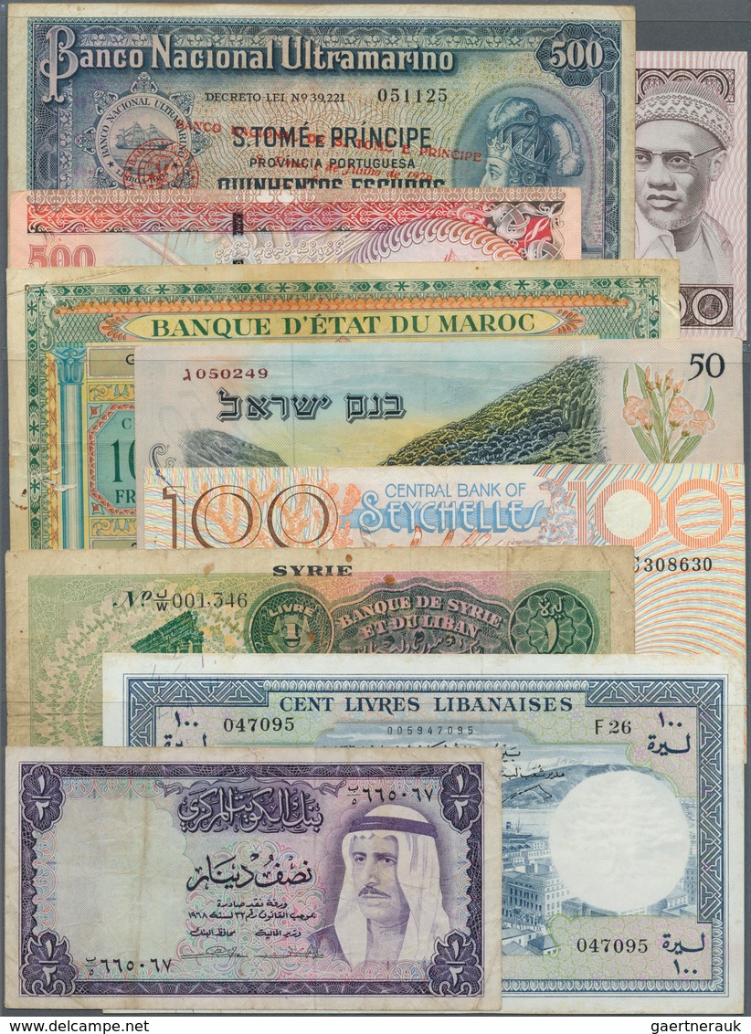 Alle Welt: Album With 285 Banknotes Mainly Middle East And North Africa Containing For Example Seych - Otros & Sin Clasificación