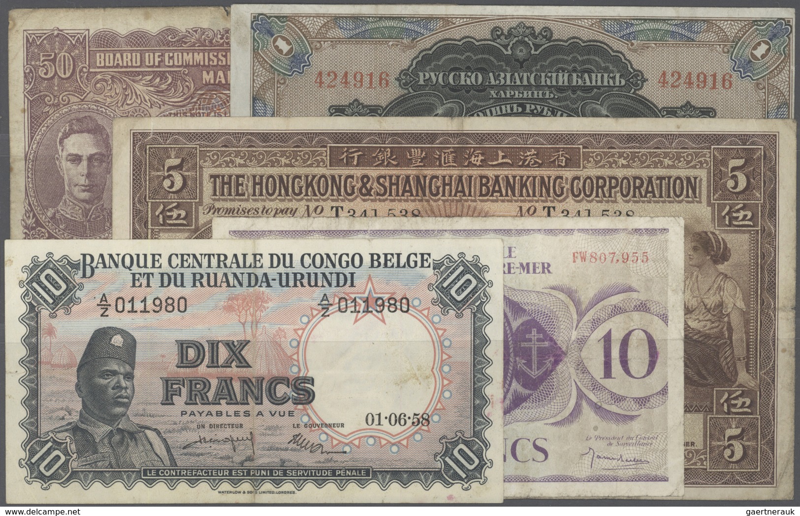 Alle Welt: Interesting Set Of 31 Banknotes All Over The World Containing Belgian Congo 10 Francs 195 - Other & Unclassified