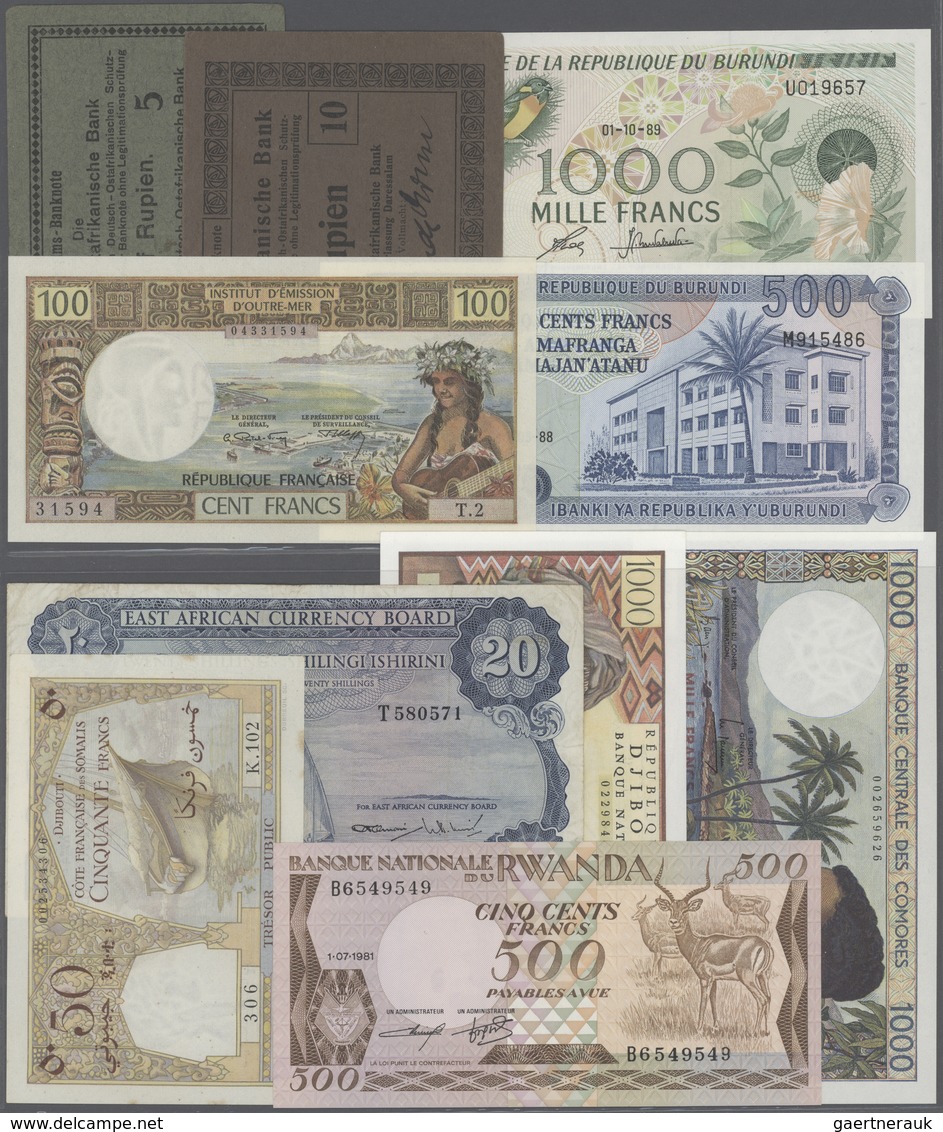 Africa / Afrika: Set Of 27 Notes Containing Tahiti 100 Francs P. 24 (UNC), German East Africa 5 & 10 - Otros – Africa