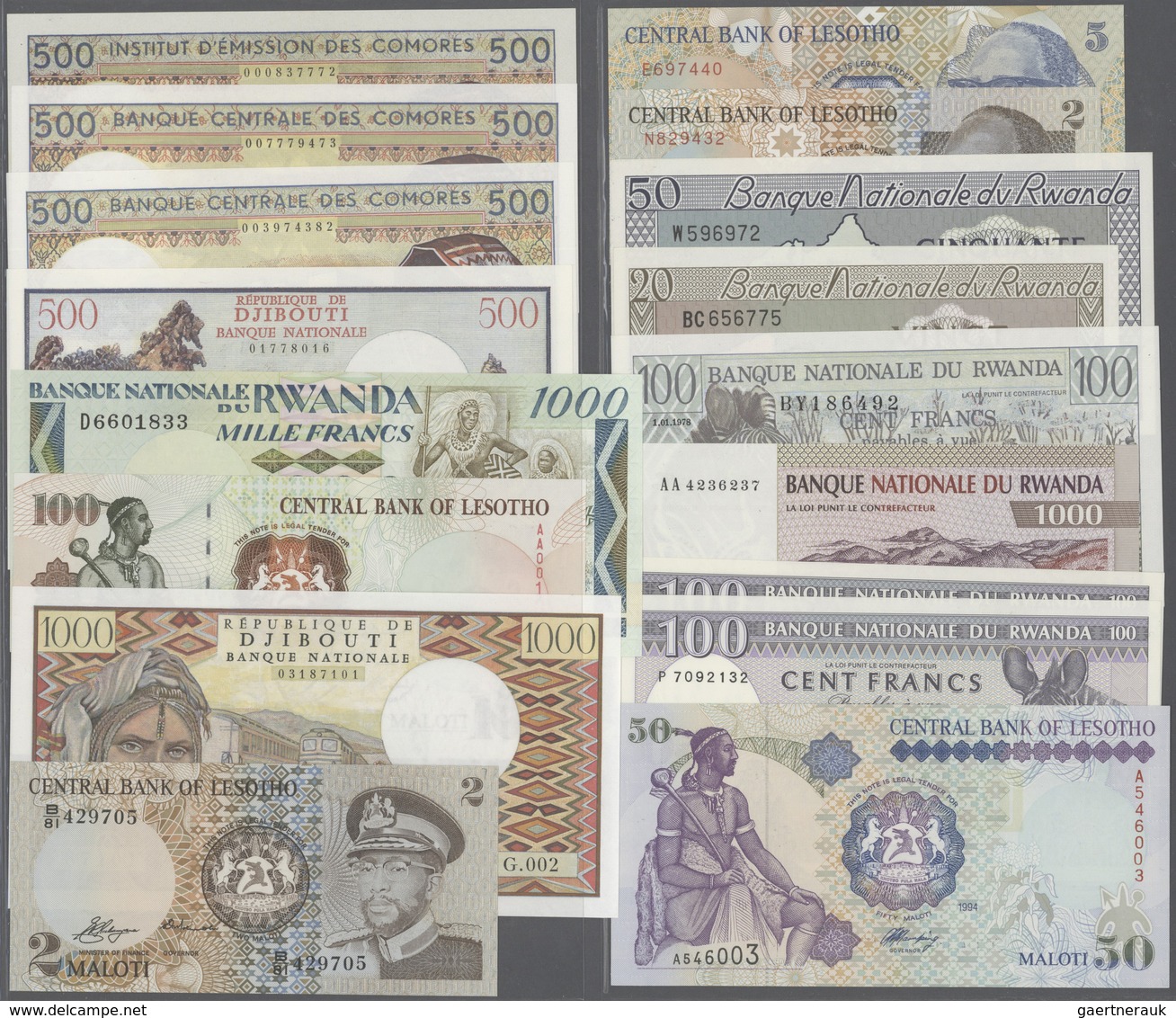 Africa / Afrika: Set Of 27 Notes Containing Tahiti 100 Francs P. 24 (UNC), German East Africa 5 & 10 - Otros – Africa