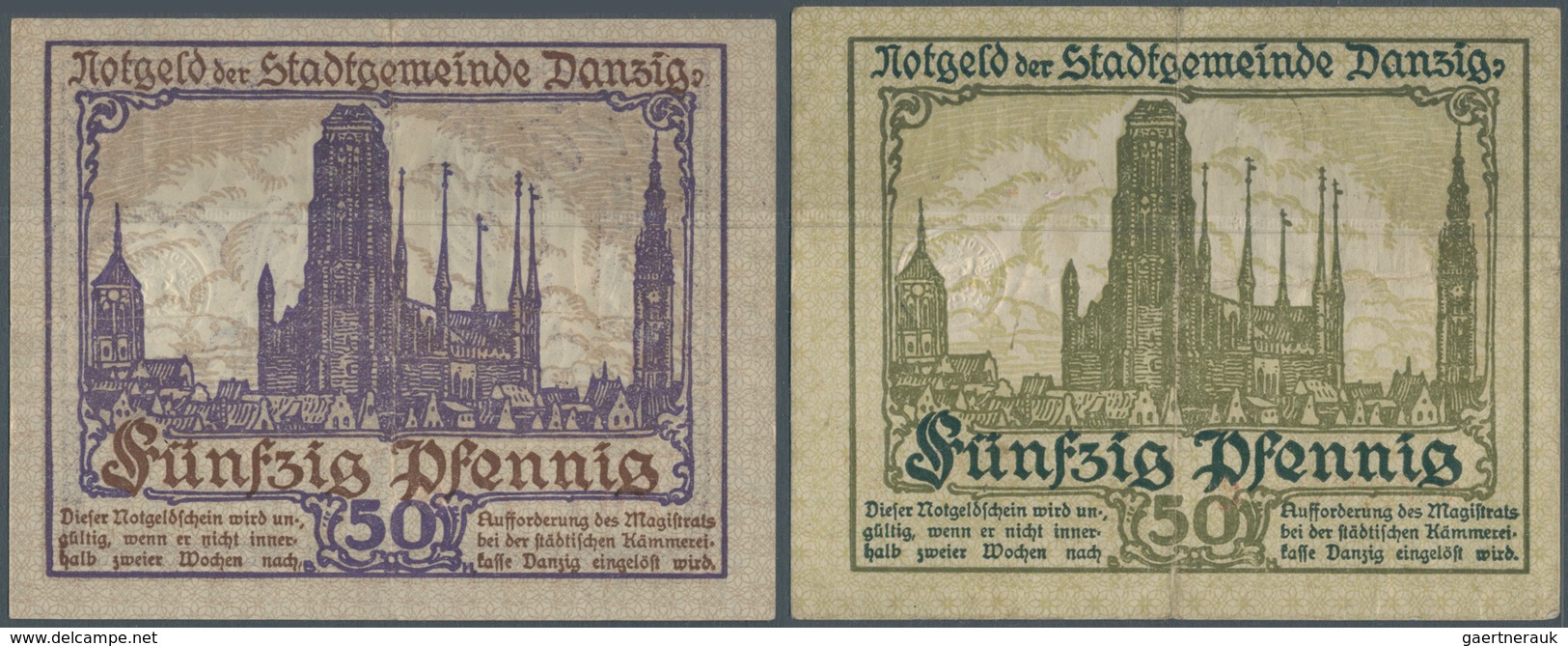 Deutschland - Nebengebiete Deutsches Reich: 50 Pfennig Stadtgemeinde Danzig 1919 In Grün Und Lila, P - Otros & Sin Clasificación