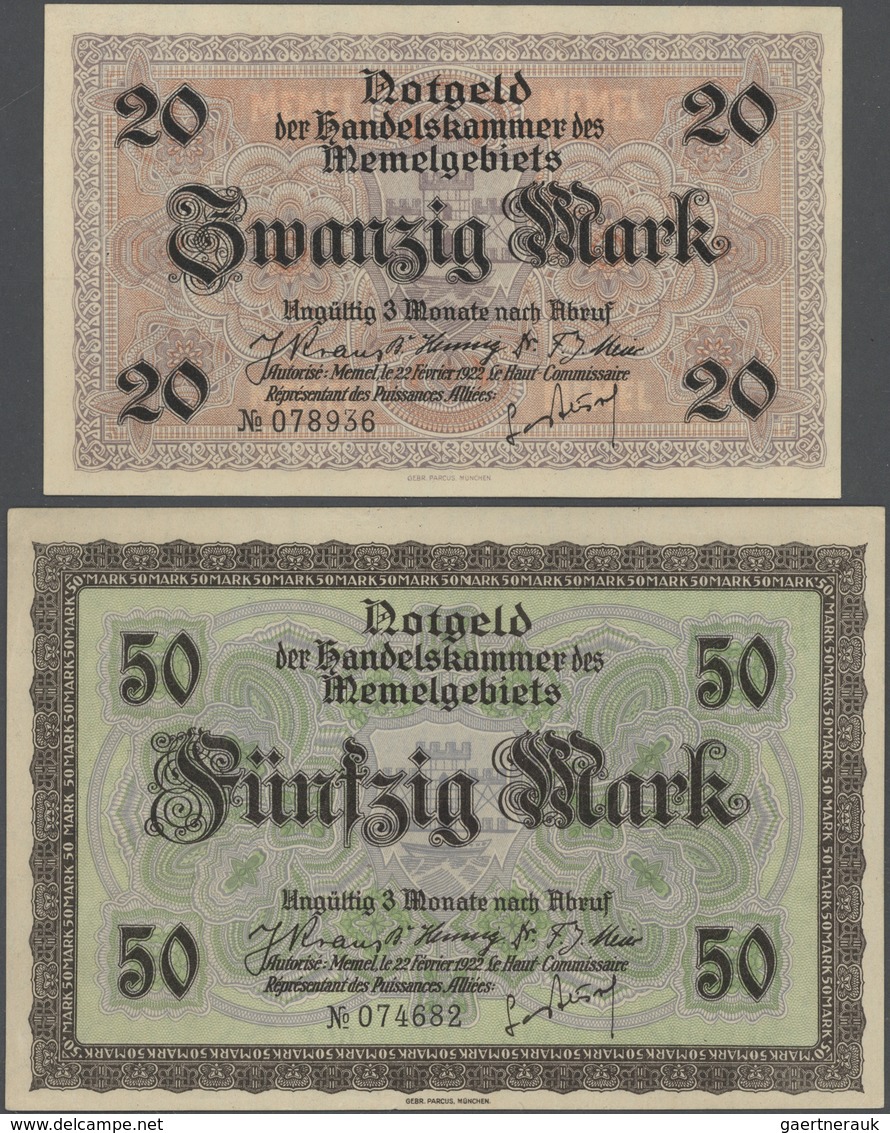 Deutschland - Nebengebiete Deutsches Reich: Memelgebiet, Lot Mit 11 Banknoten, Dabei 2 X 50 Pfennig, - Altri & Non Classificati