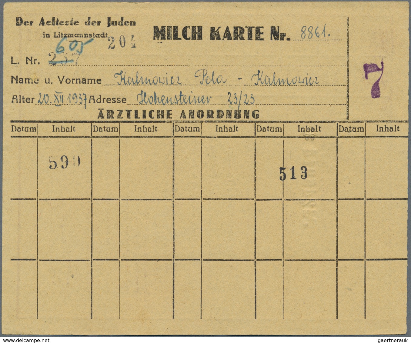 Deutschland - Konzentrations- Und Kriegsgefangenenlager: Litzmannstadt Ghetto, Posten Mit 14 Rations - Otros & Sin Clasificación