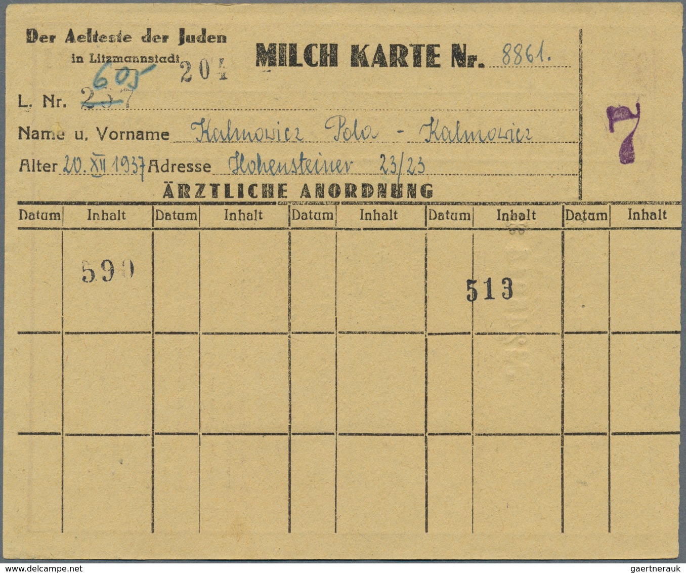 Deutschland - Konzentrations- Und Kriegsgefangenenlager: Litzmannstadt Ghetto, Posten Mit 14 Rations - Other & Unclassified