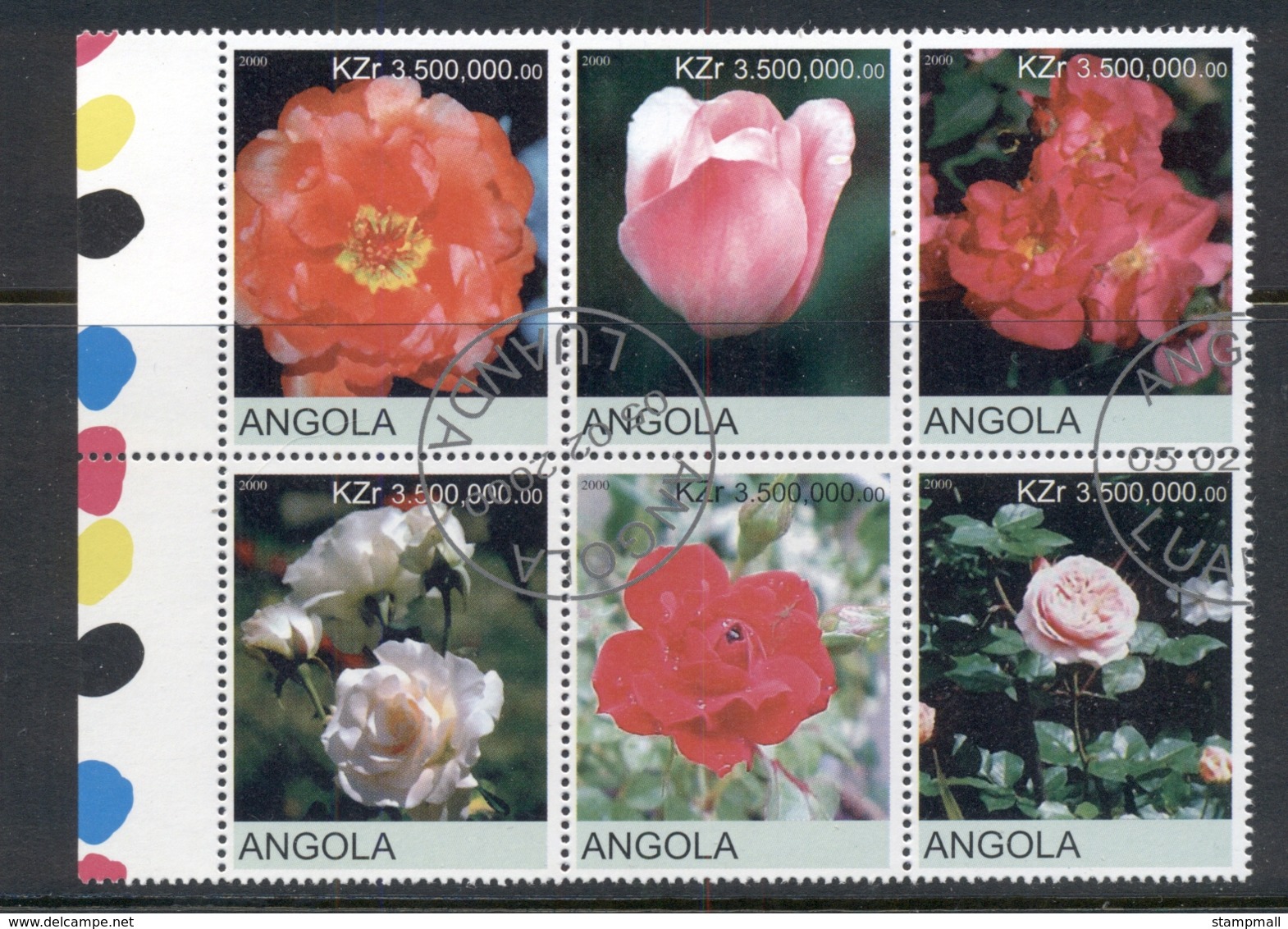 Angola 2000 Flowers, Tulips, Roses Blk6 (rebel Issue) CTO - Angola