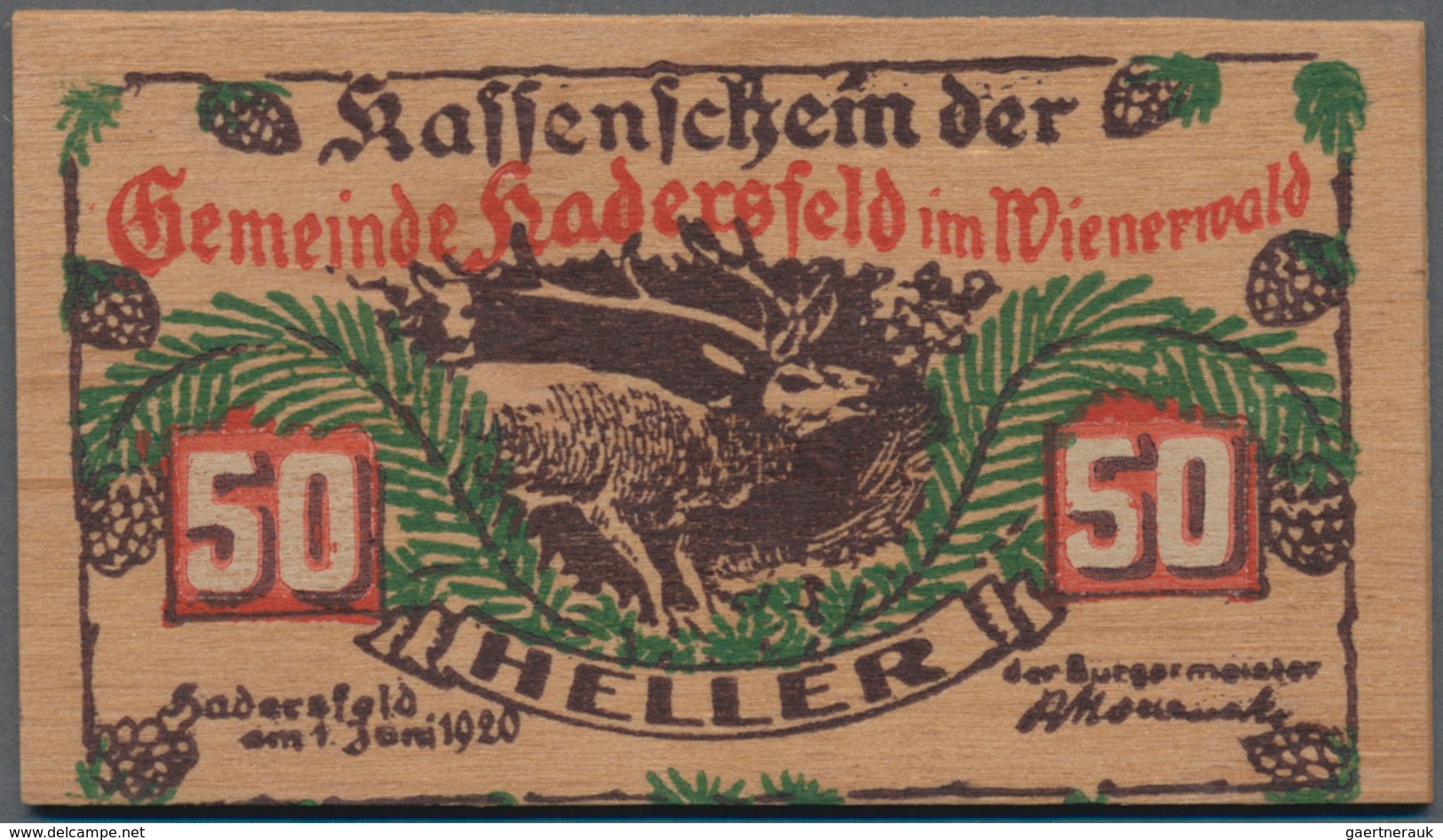 Deutschland - Notgeld Besonderer Art: Hadersfeld Im Wienerwald (Österreich), Gemeinde, 10, 20, 50 He - Otros & Sin Clasificación