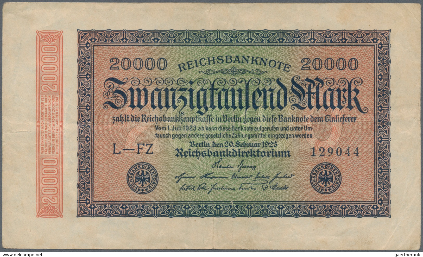 Deutschland - Sonstige: Set Von 3 Reichsbanknoten Zu 1000 Mark 1922 (2x) Und 20000 Mark 1923 Mit Ant - Altri & Non Classificati