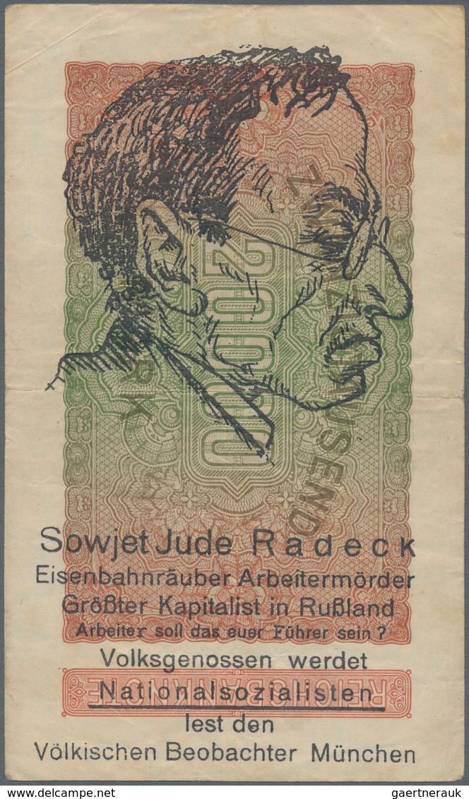 Deutschland - Sonstige: Set Von 3 Reichsbanknoten Zu 1000 Mark 1922 (2x) Und 20000 Mark 1923 Mit Ant - Altri & Non Classificati