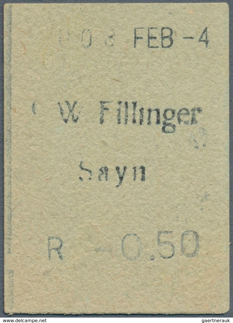 Deutschland - Notgeld - Rheinland: Sayn, F. W. Fillinger, 50 Pf., O. D. (FEB 4) , Grüner Karton Im H - [11] Emissioni Locali
