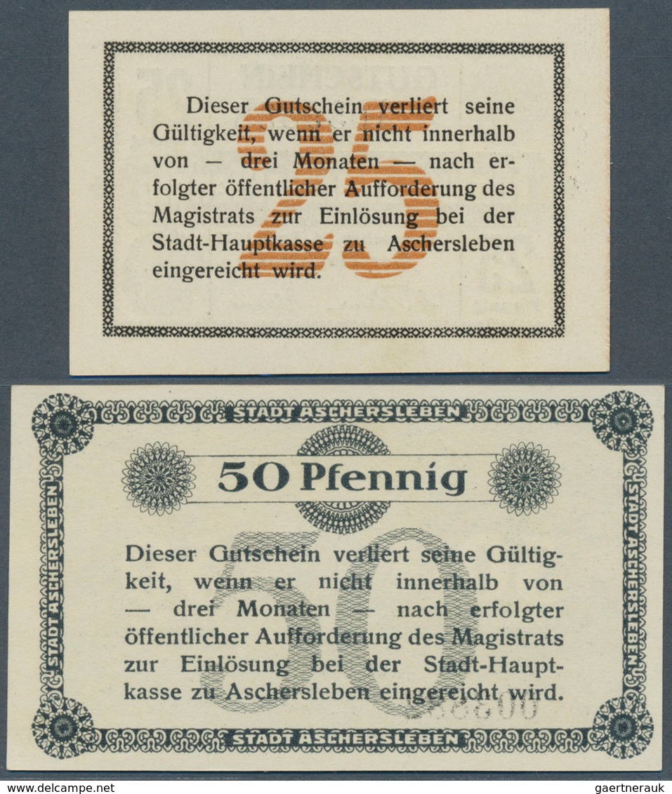 Deutschland - Notgeld - Sachsen-Anhalt: Aschersleben, Stadt, 25, 50 Pf., 14.4.1917, Beide Scheine Mi - Lokale Ausgaben