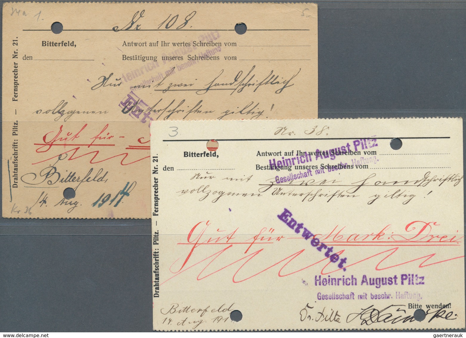 Deutschland - Notgeld - Sachsen-Anhalt: Bitterfeld, Heinrich August Pilz GmbH, 2 Mark, 14.8.1914, We - [11] Emisiones Locales