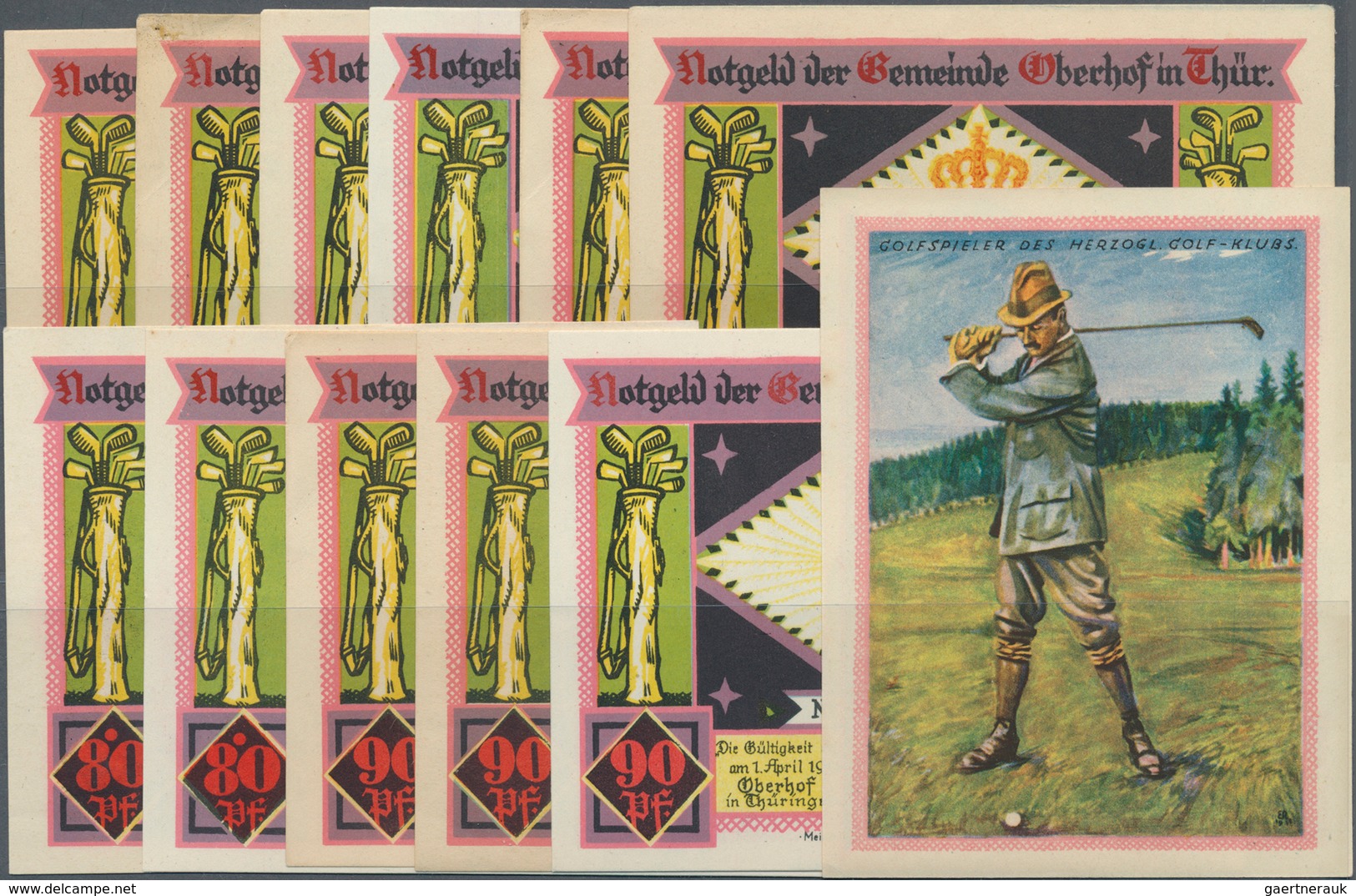 Deutschland - Notgeld - Thüringen: Oberhof, Gemeinde, Je 4 X 75, 80, 90 Pf., 1.4.1922, Golfserie, 3 - [11] Emisiones Locales