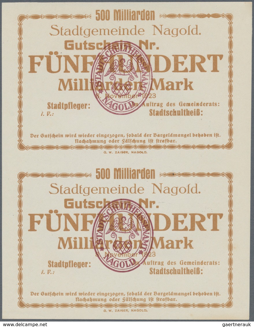 Deutschland - Notgeld - Württemberg: Nagold, Stadtgemeinde, 500 Mrd. Mark, 8.11.1923, Zwei Senkrecht - [11] Emissioni Locali