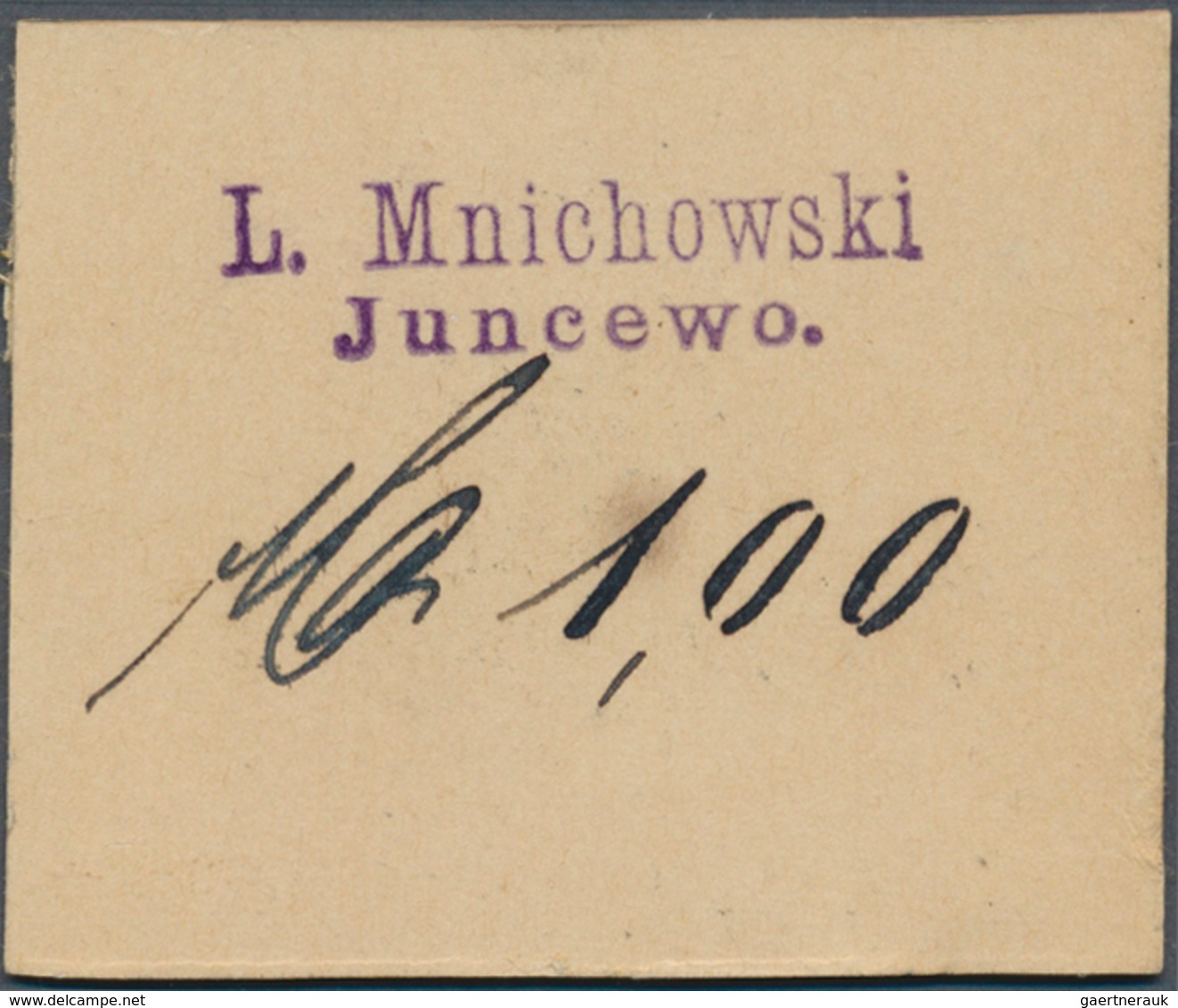 Deutschland - Notgeld - Ehemalige Ostgebiete: Juncewo, Posen, L. Mnichowski, 1,00 Mark, O. D. (1914) - Autres & Non Classés