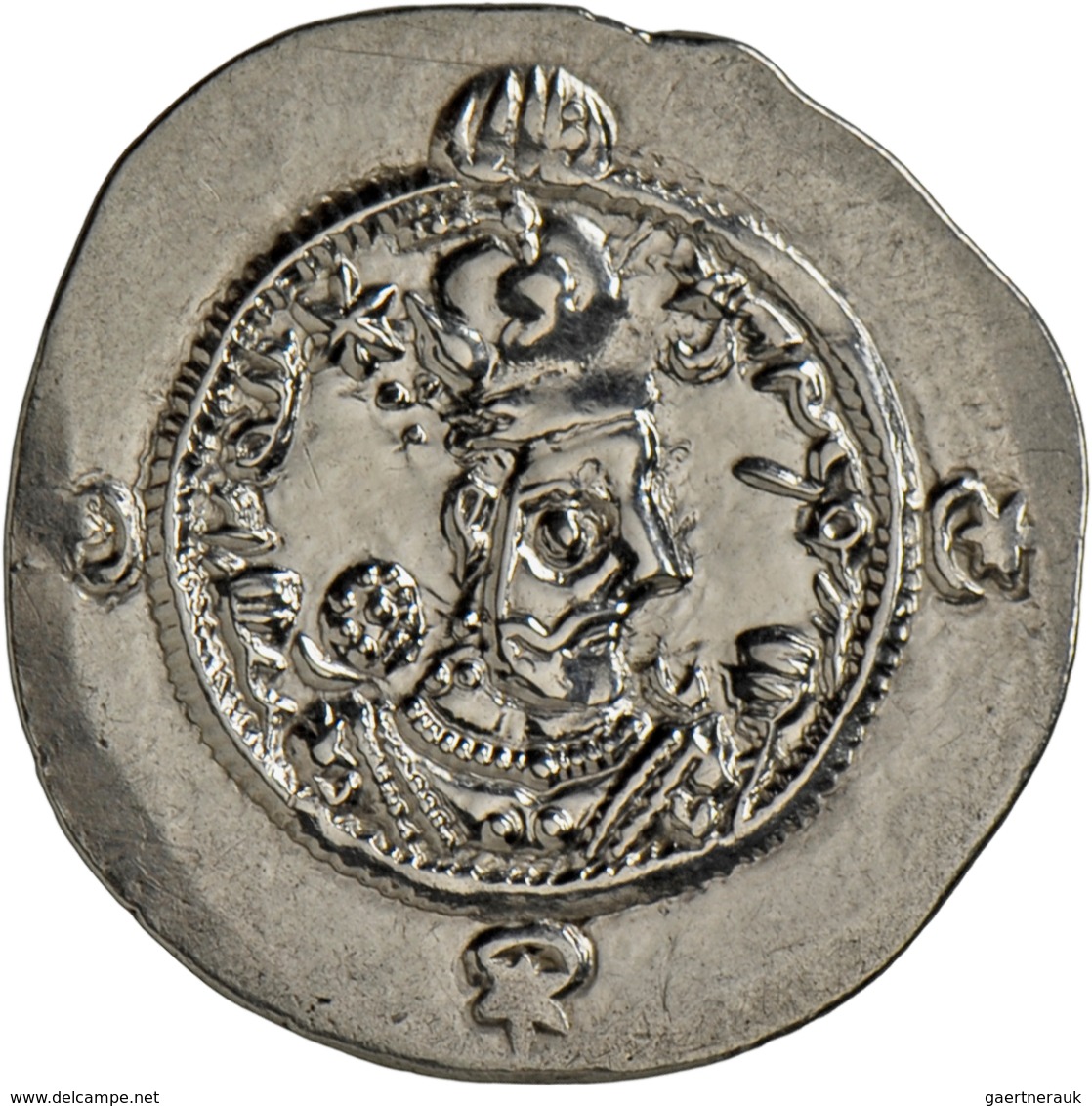 Sasaniden: Hormazd IV. 579-590: AR Drachme, 4,10g, Mzst. NYHCh = Ktesiphon, Jahr 7 (= 585 N. Chr.). - Griekenland