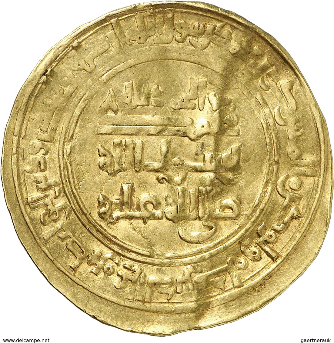 Abbasiden: Al-Mustansir Ali AH 623-640 / AD 1226-1242, Golddinar AH 637-Bagdad; 6,3 G, Min. Gewellt, - Islamiques