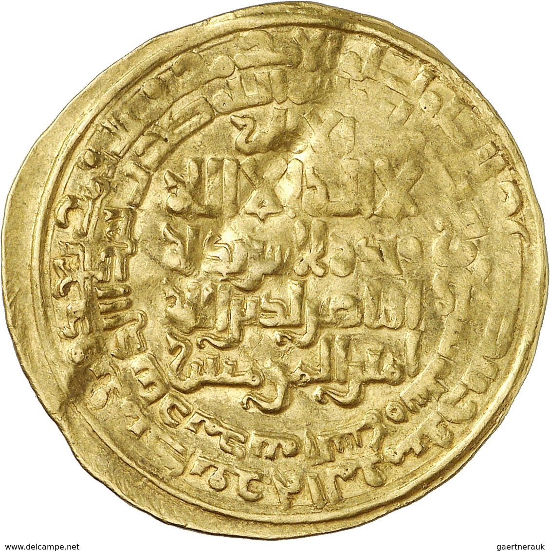 Abbasiden: Al-Mustansir Ali AH 623-640 / AD 1226-1242, Golddinar AH 637-Bagdad; 6,3 G, Min. Gewellt, - Islamitisch