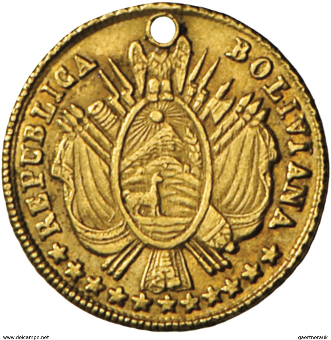 Bolivien: Republik: 1/2 Escudo 1868 FE; 1,16 G, Friedberg 39, KM#140, Gold, Gelocht, Fast Vorzüglich - Bolivie