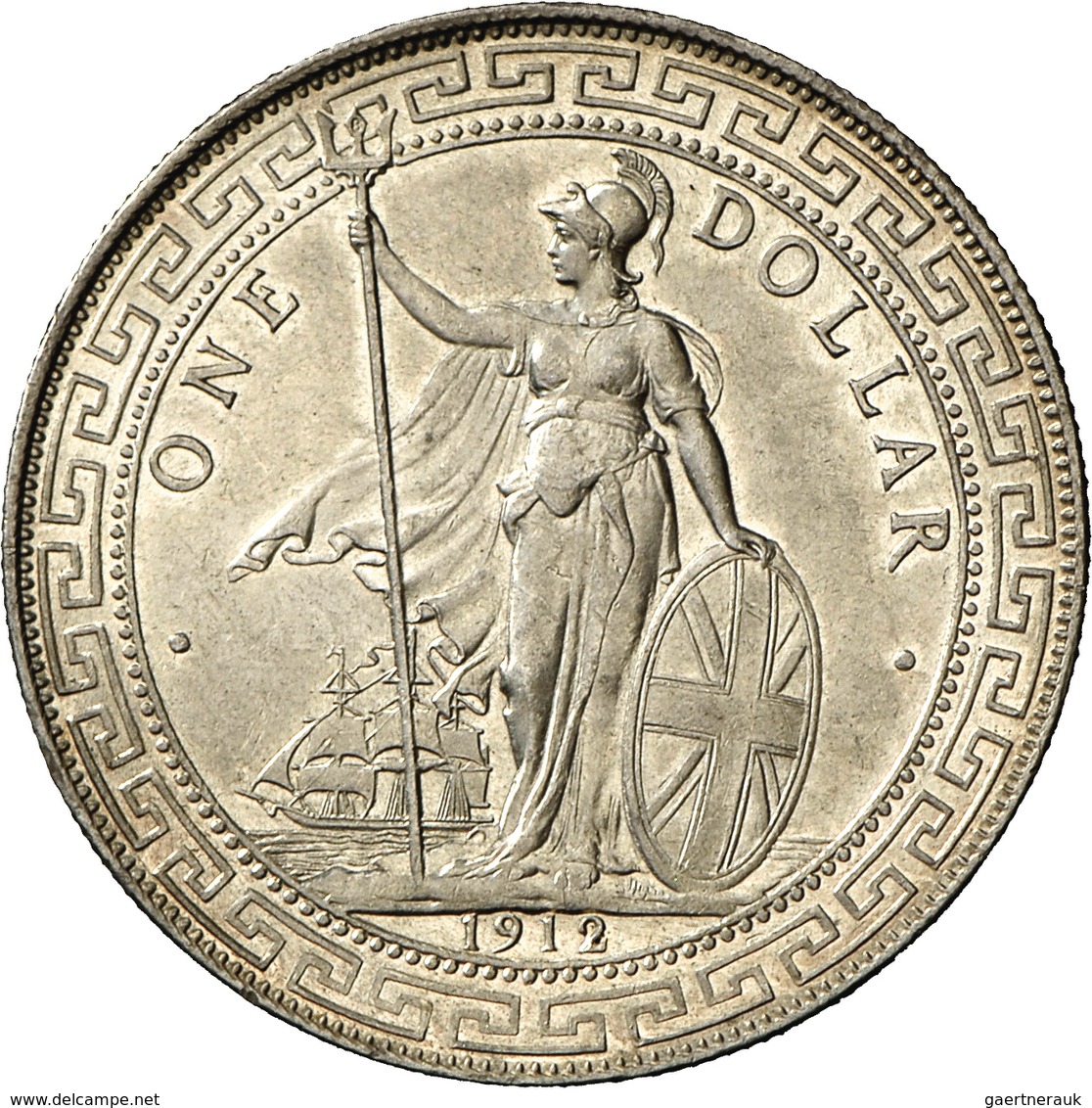 Großbritannien: George V. 1910-1936: Trade Dollar 1912 Bombay, KM# T5, Vorzüglich. - Andere & Zonder Classificatie