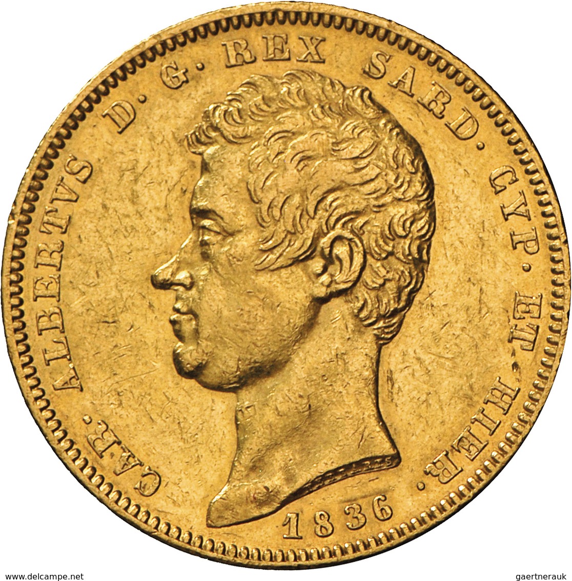 Italien - Anlagegold: Sardinien, Carlo Alberto 1831-1849: 100 Lire 1836 (Anchor/Anker), KM# 133.2, F - Andere & Zonder Classificatie