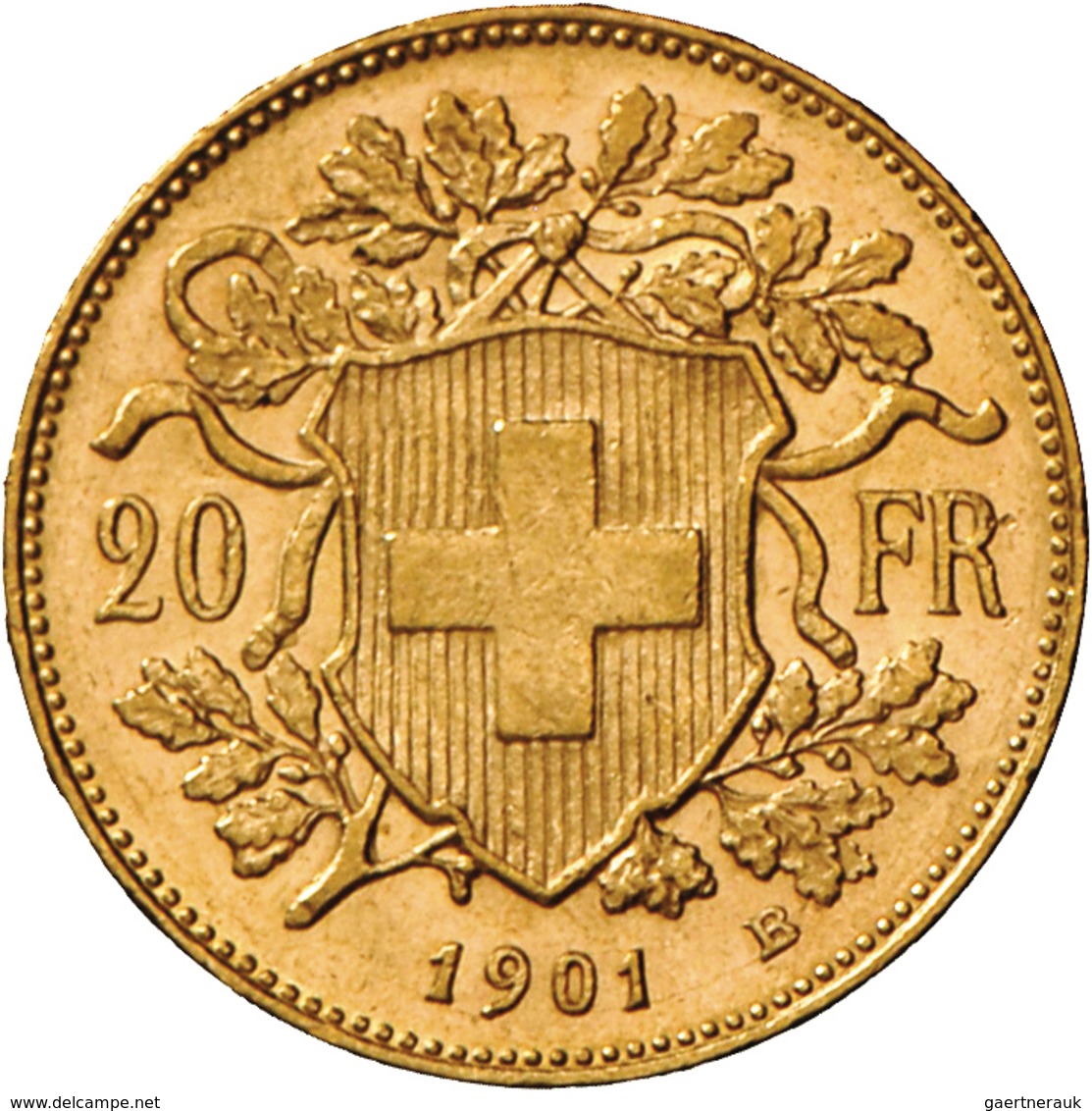 Schweiz - Anlagegold: 20 Franken 1901 B (Vreneli), KM# 35.1, 6.45 G, 900/1000 Gold, Auflage Nur 500. - Andere & Zonder Classificatie