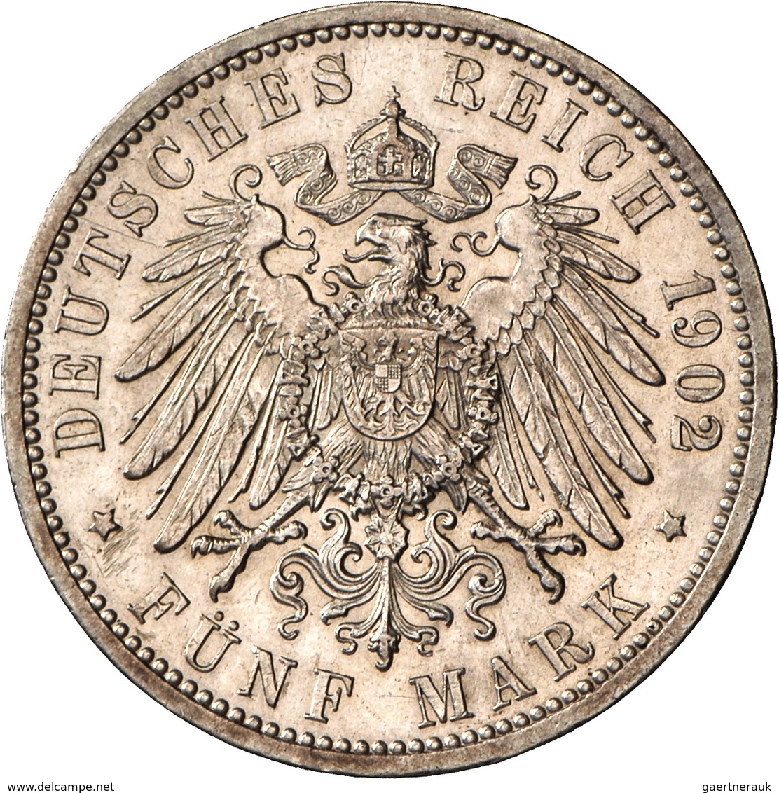 Baden: Friedrich I. 1852-1907: 5 Mark 1902, 50jähriges Regierungsjubiläum, Jaeger 31, Feine Kratzer, - Taler En Doppeltaler