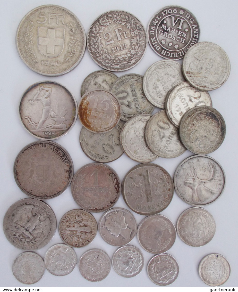 Alle Welt: 29 Alte Silbermünzen Als Ein Interessantes Lot. Dabei 1 X 6 Mariengroschen 1706 Anton Ulr - Andere & Zonder Classificatie