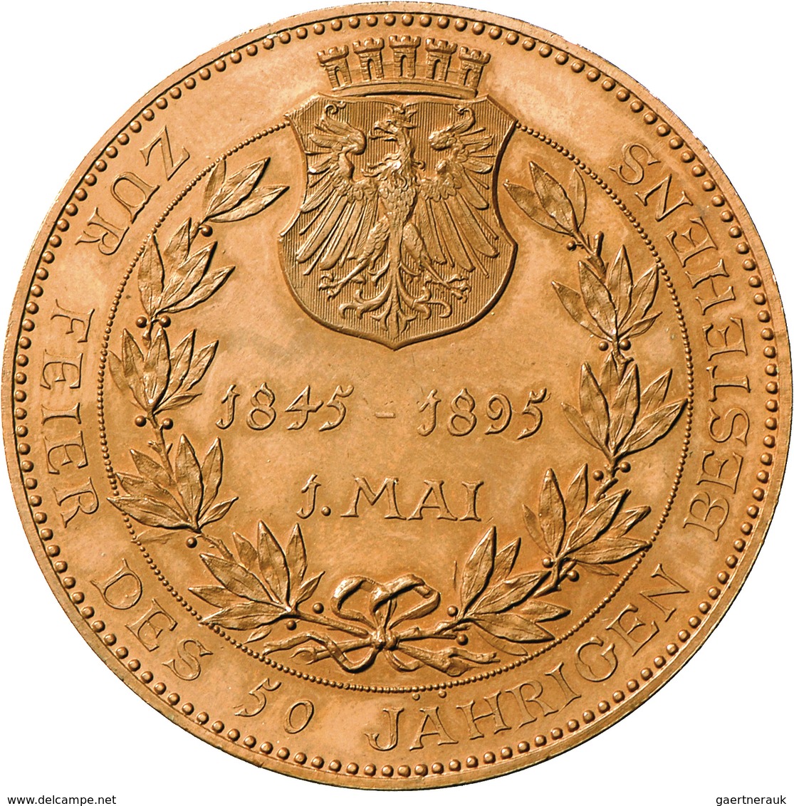 Medaillen Deutschland - Geographisch: Frankfurt, Stadt: Bronzemedaille 1895, Von Lauer. Auf Das 50jä - Andere & Zonder Classificatie