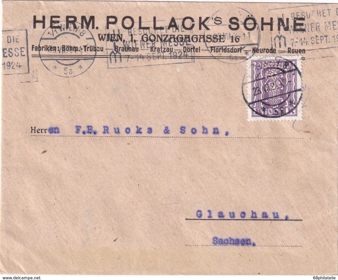 AUTRICHE  1924 LETTRE DE WIEN  PERFORE/PERFIN - Briefe U. Dokumente