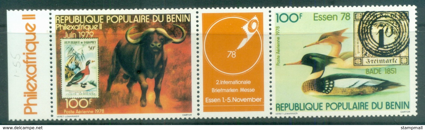 Benin 1978 Philexafrique, Birds, Buffalo Pr + Label MUH - Bénin – Dahomey (1960-...)