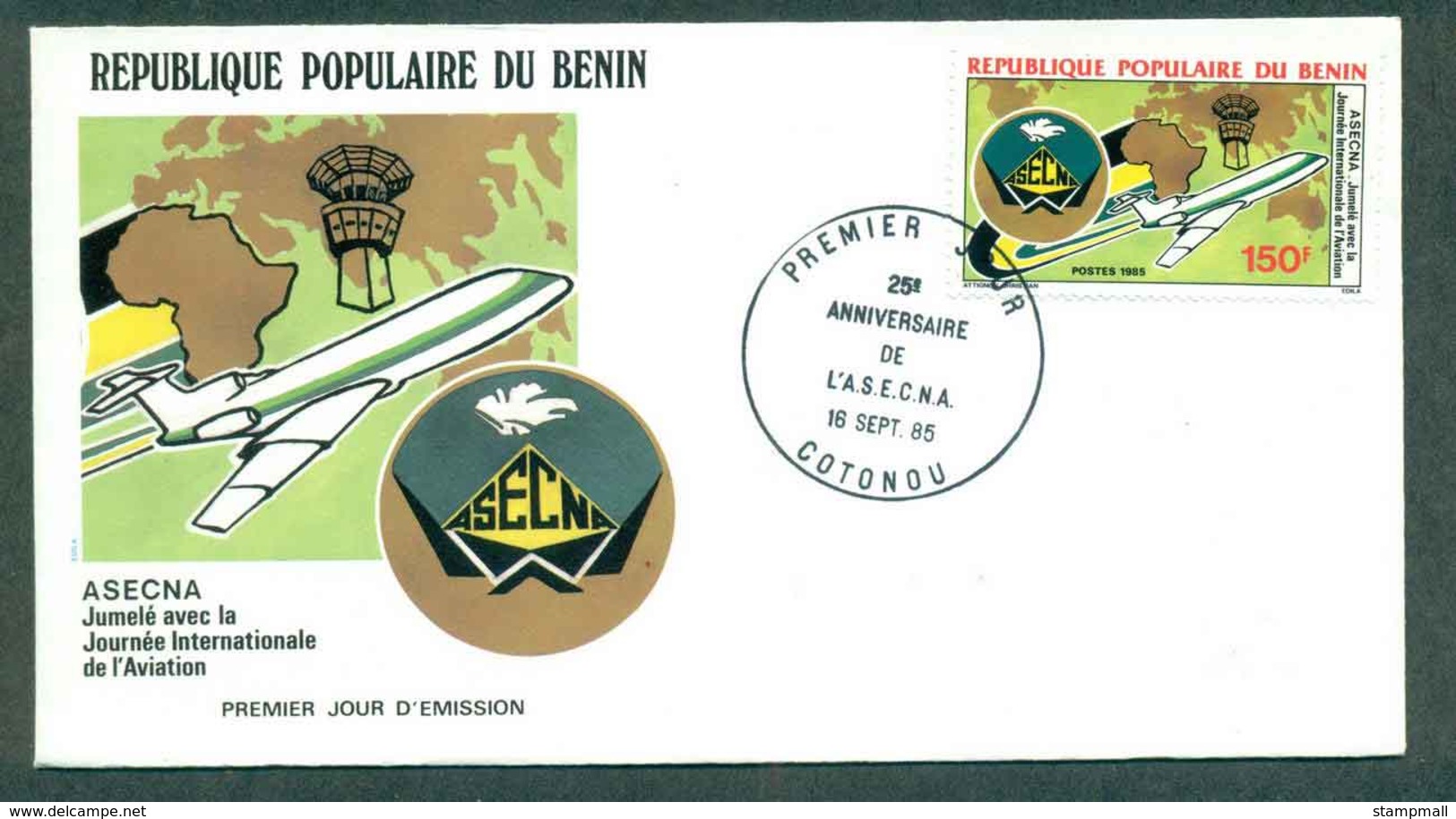 Benin 1985 ASECNA AirlinesPlane FDC Lot50493 - Benin - Dahomey (1960-...)