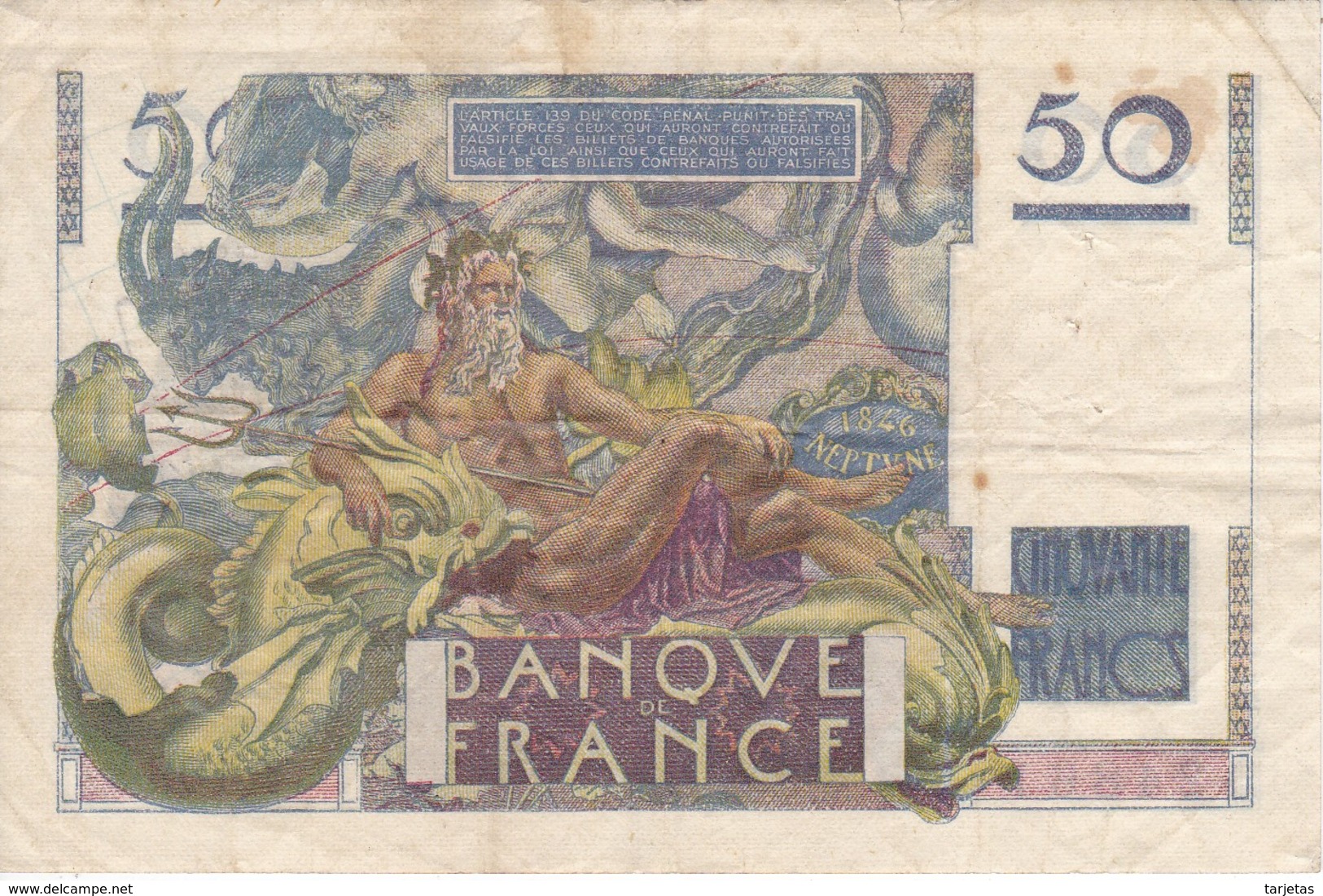 BILLETE DE FRANCIA DE 50 FRANCS DEL 8-4-1948  (BANKNOTE) LE VERRIER - 50 F 1946-1951 ''Le Verrier''