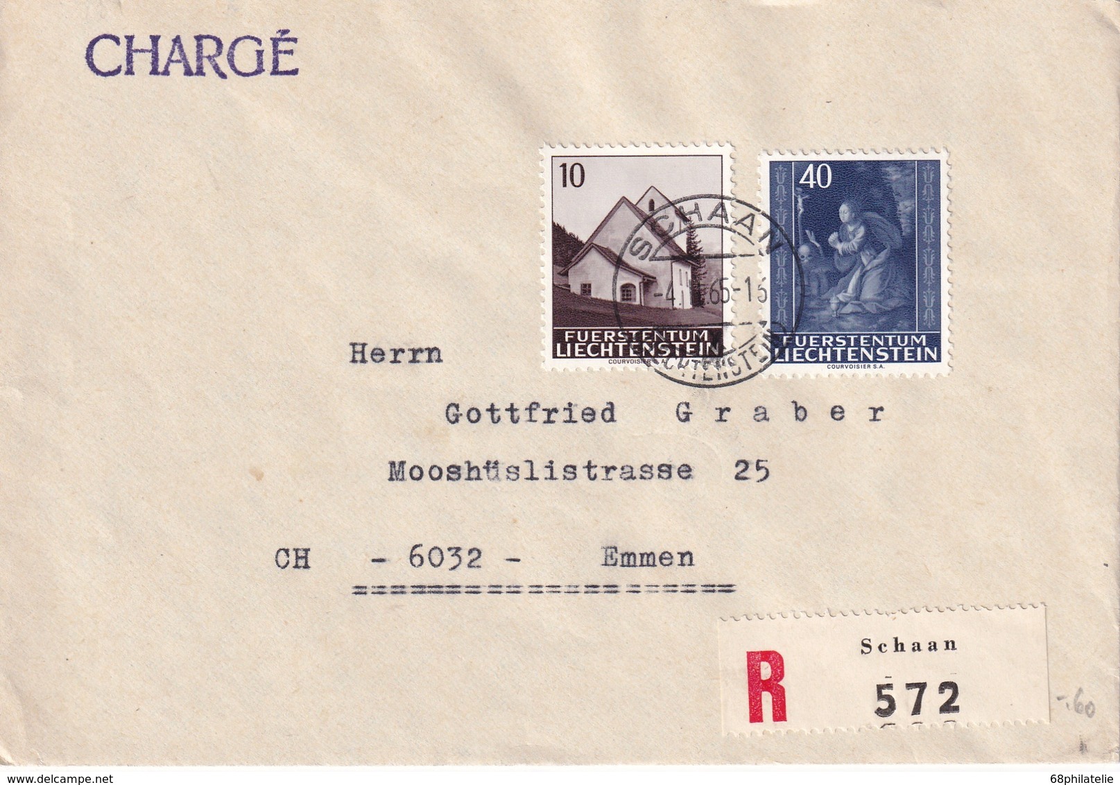 LIECHTENSTEIN 1965 LETTRE RECOMMANDEE DE SCHAAN SANS CACHET ARRIVEE - Poste Aérienne