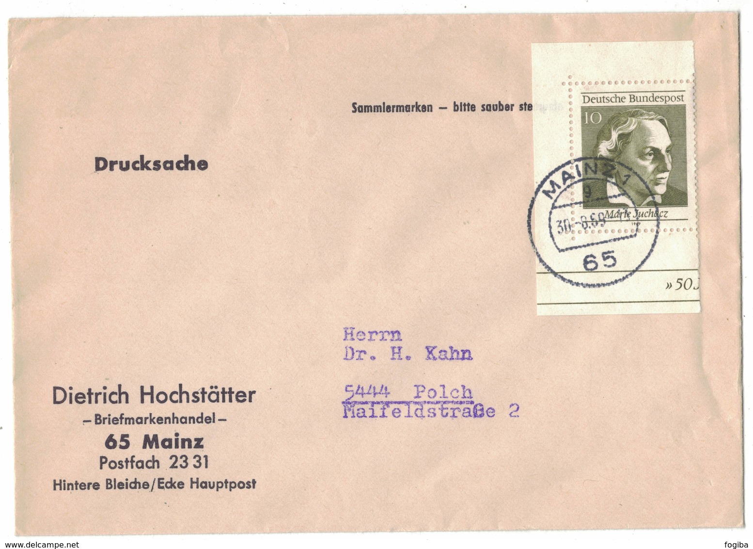 PF488  Germany Postal History / Cover Mainz 30.08.1969 - Storia Postale