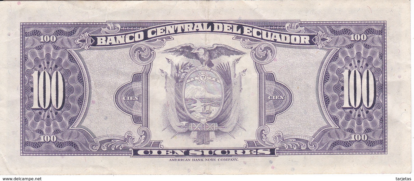 BILLETE DE ECUADOR DE 100 SUCRES DEL AÑO 1980 (BANKNOTE) - Equateur