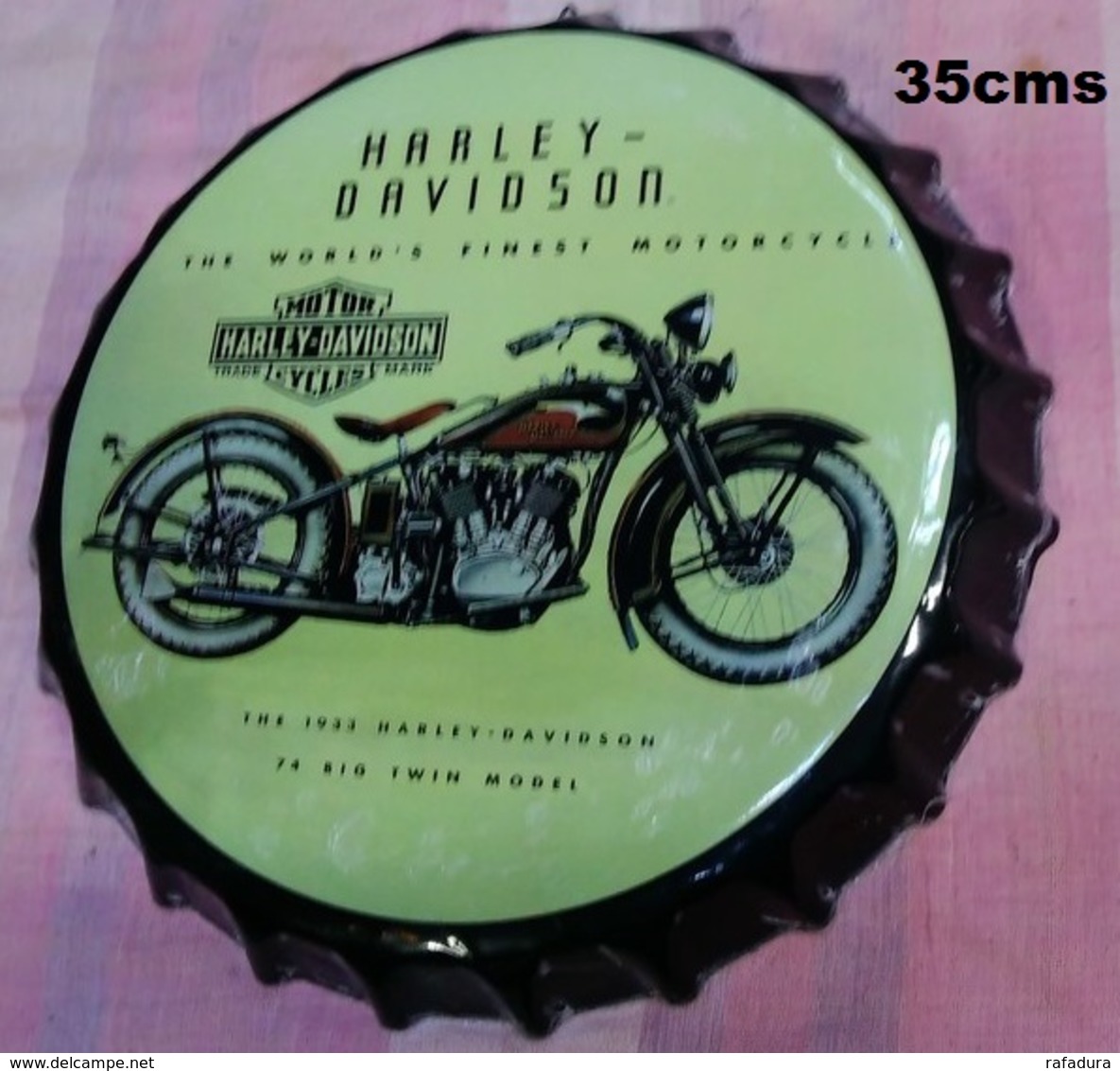 HARLEY DAVIDSON MOTORCYCLES Rare Plaque Tole 40 Cms Façon Bouchon Moto Biker - Motos