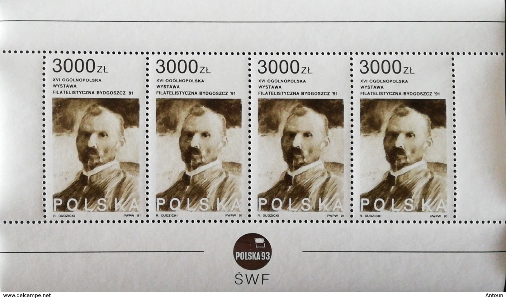Poland  1991  Leon Wyczolkowski Painter Sheet Of Four - Unused Stamps