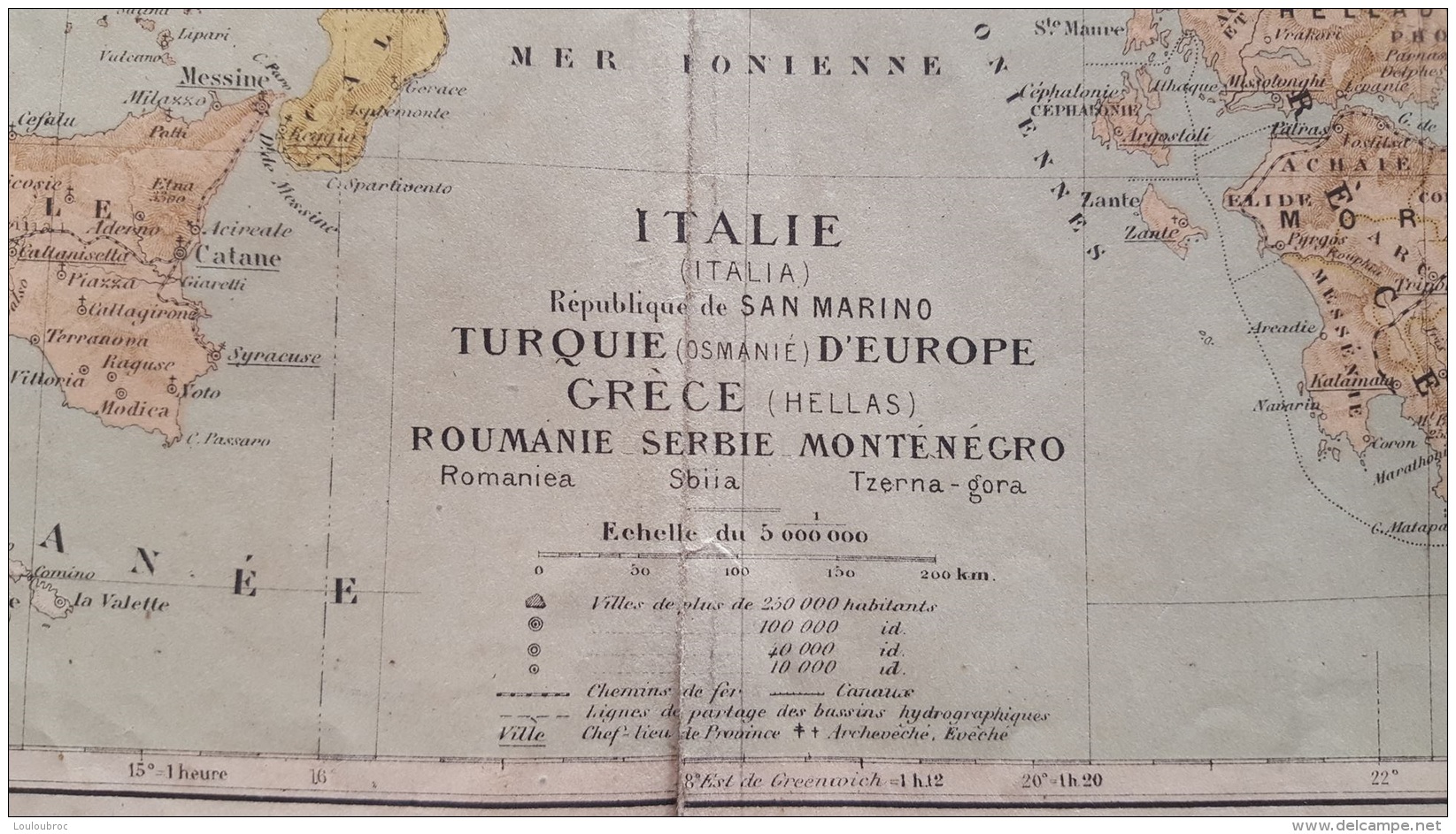 CARTE  ITALIE TURQUIE GRECE ROUMANIE SERBIE MONTENEGRO RECTO VERSO GRAVEE PAR HAUSERMANN  41 X 31 CM - Cartes Géographiques