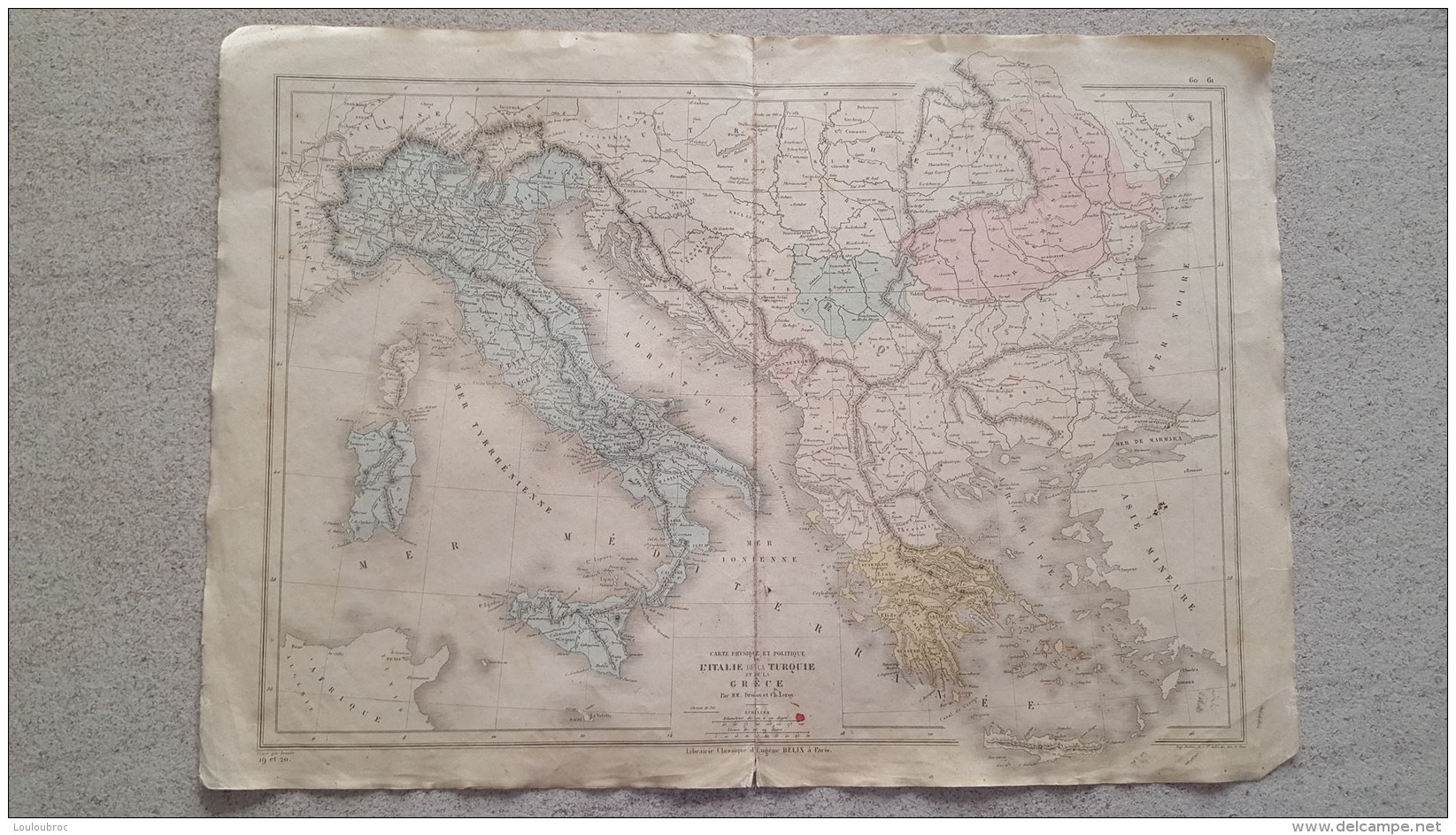 CARTE  ITALIE TURQUIE GRECE PAR DRIOUX ET LEROY  47 X 33 CM - Cartes Géographiques