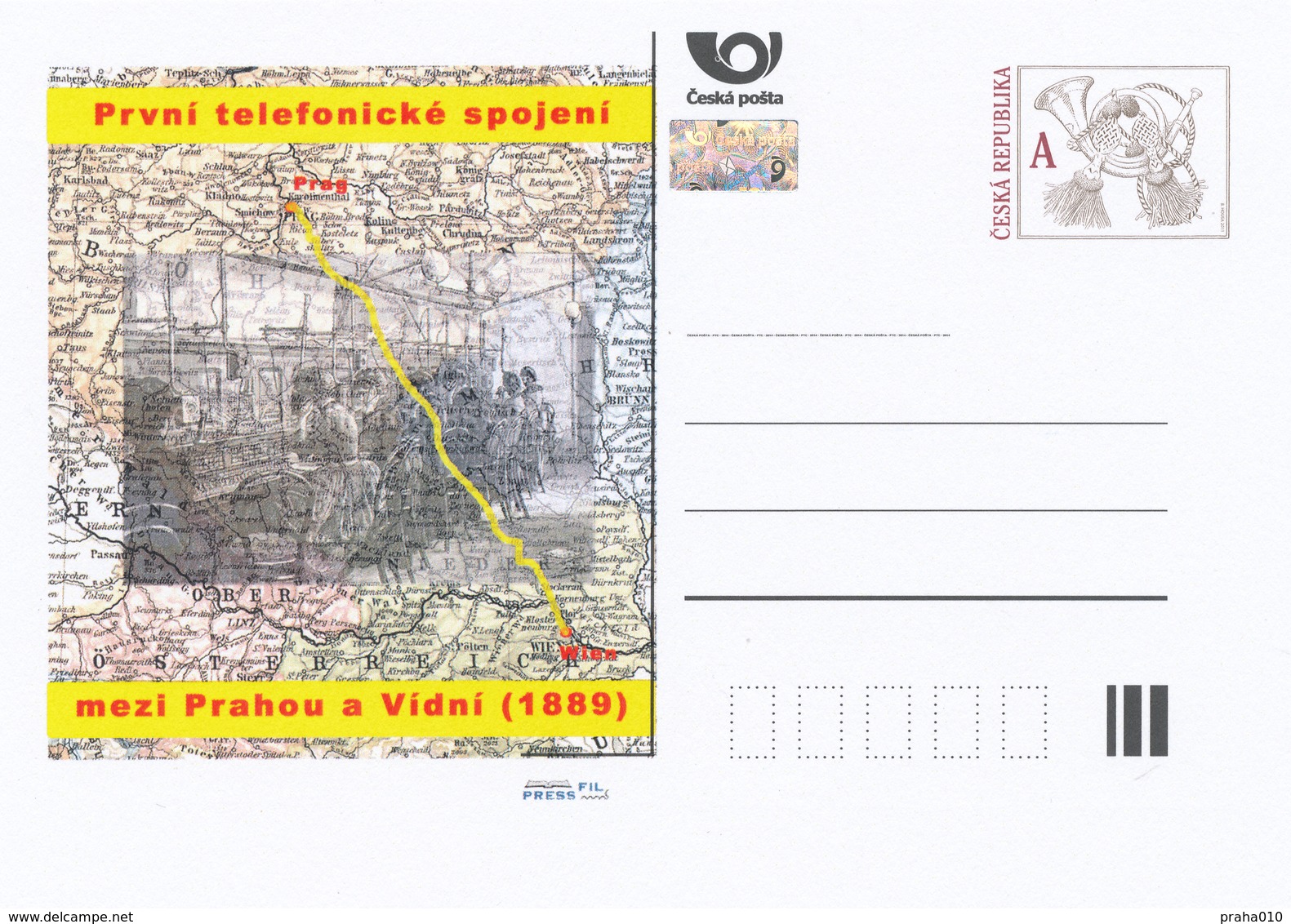 Rep. Ceca / Cart. Postali (Pre2014/41) Il Primo Collegamento Telefonico Tra Praga E Vienna (1889) - Geografia