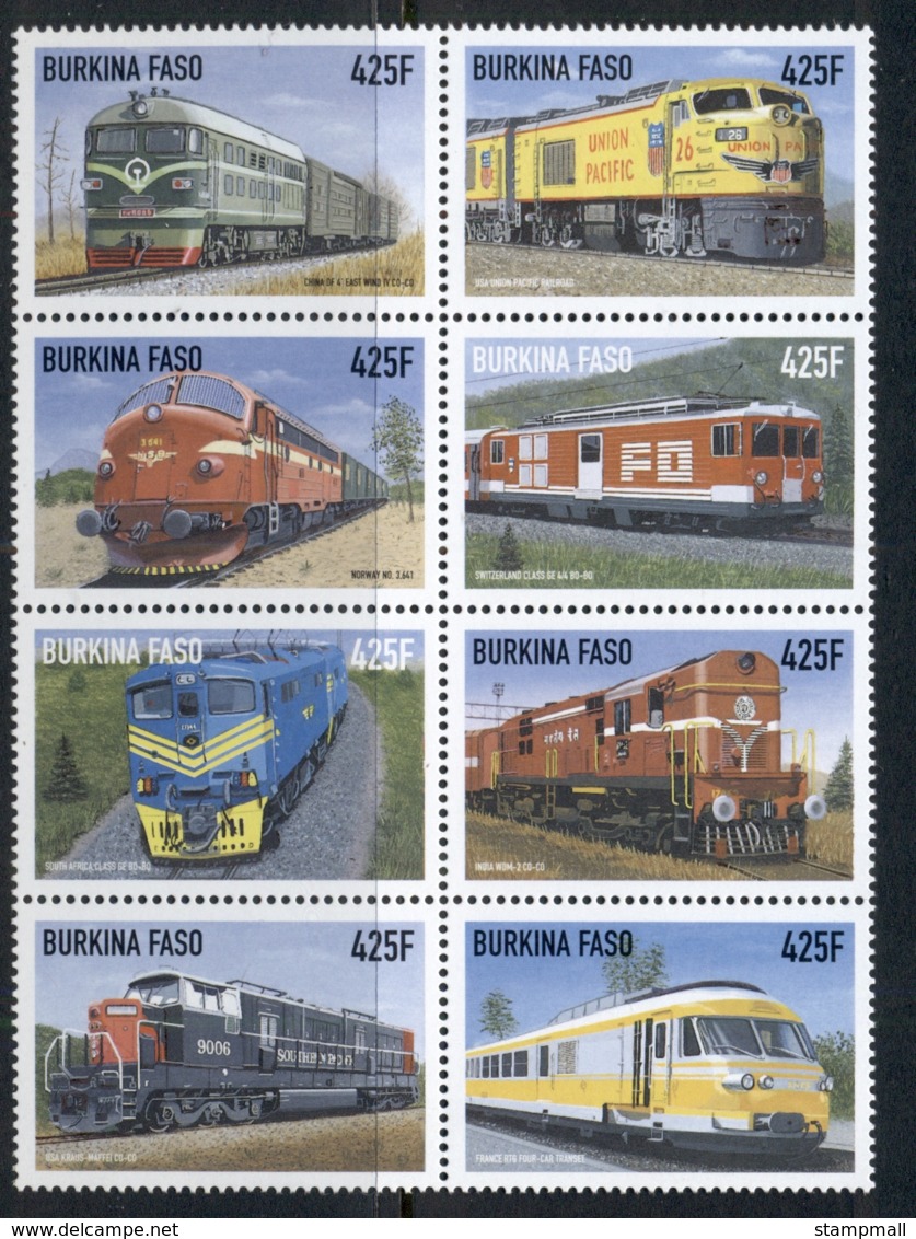 Burkina Faso 1998 Trains Blk8 MUH - Burkina Faso (1984-...)