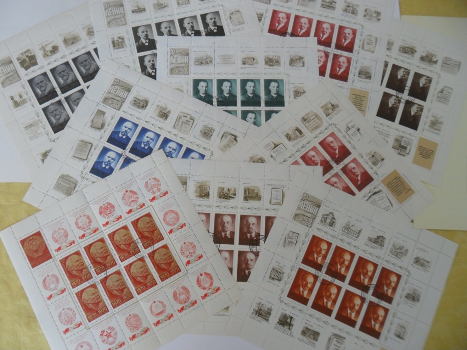 LOT 10 BLOCS FEUILLETS URSS 1970 100e ANNIVERSAIRE DE LENINE - Blocks & Sheetlets & Panes