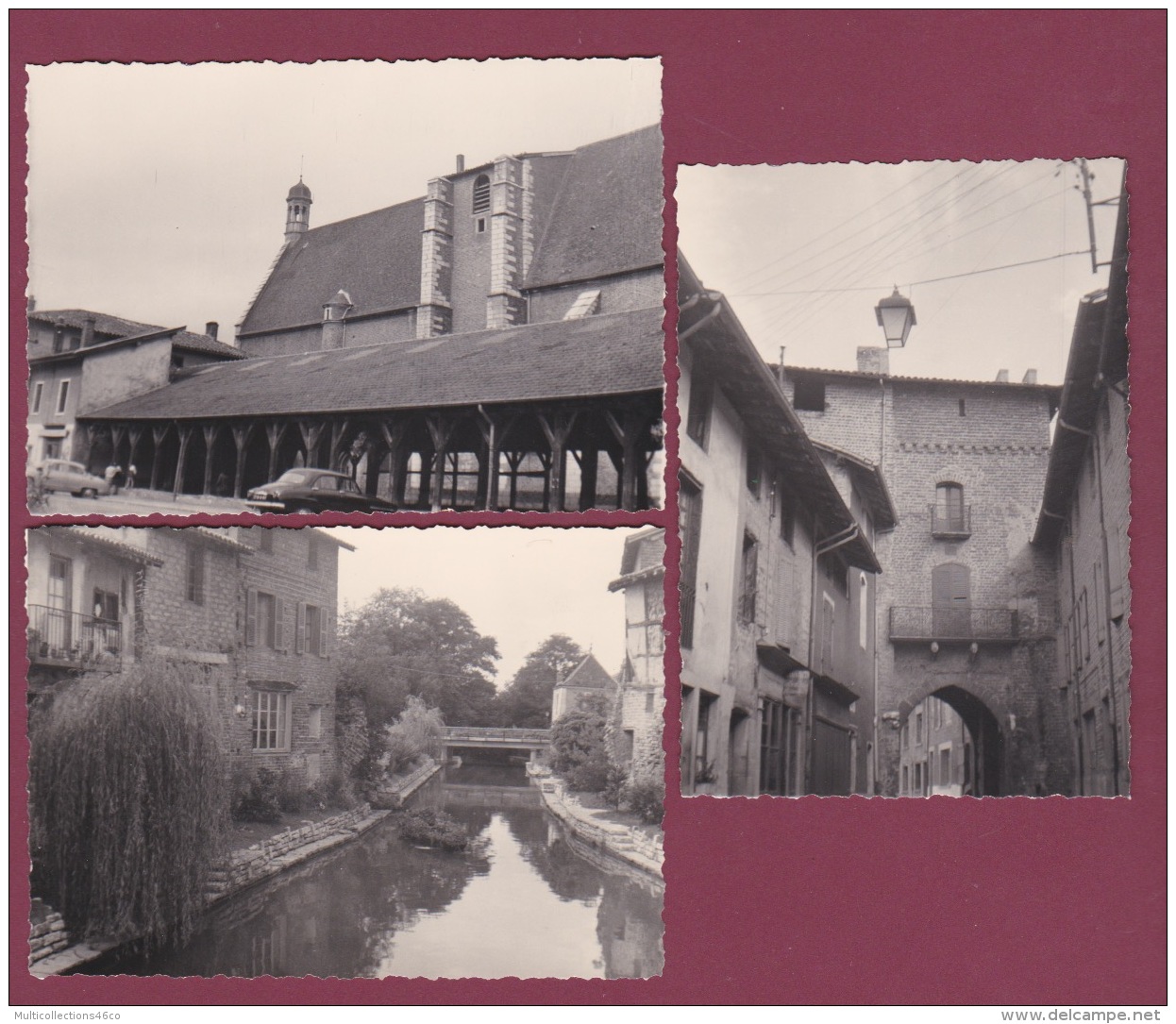 180918 - 3 PHOTOS 1963 - 01 CHATILLON SUR CHALARONNE église Des Halles Porte De Villars Ruisseau Pont - Châtillon-sur-Chalaronne