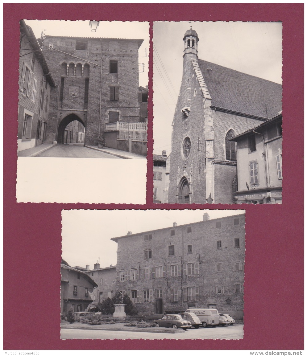180918 - 3 PHOTOS 1963 - 01 CHATILLON SUR CHALARONNE Couvent Des Ursulines Porte De Villars église - Auto Tub - Châtillon-sur-Chalaronne