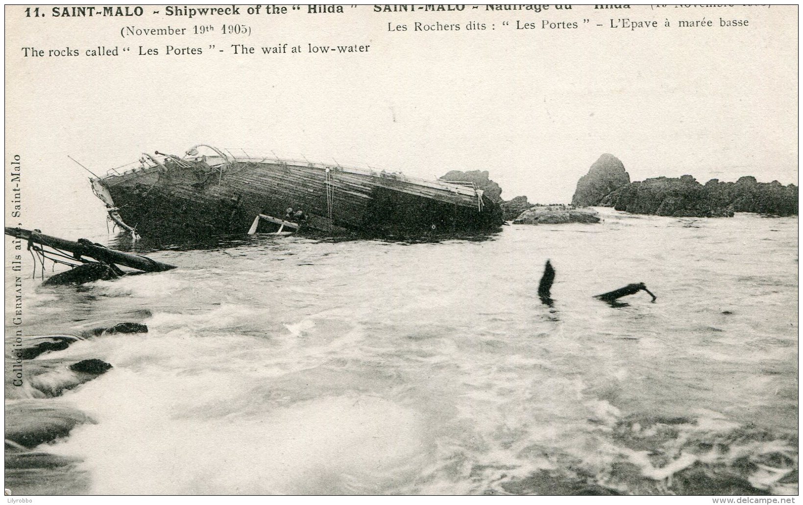 FRANCE - Wreck Of The  Steamship HILDA At Saint-Marlo 1905 - The Waif Aat Low-water - Catastrofi