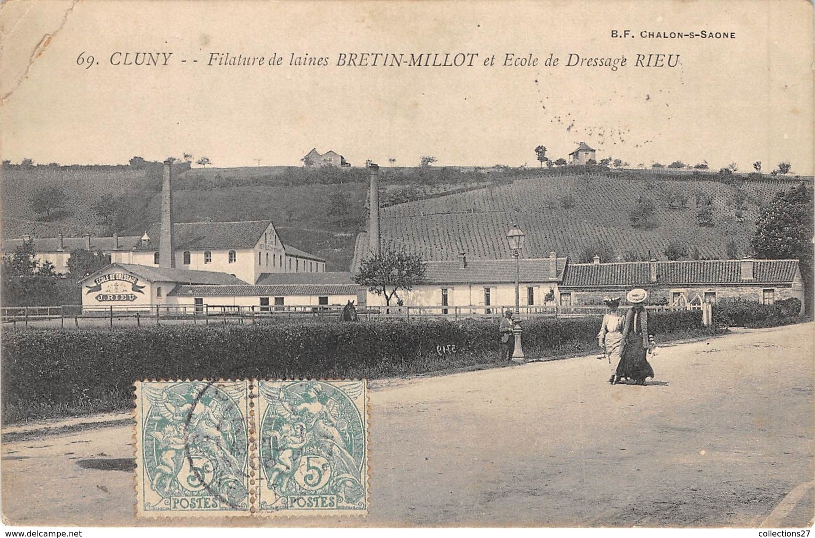 71-CLUNY- FILATURE DE LAINE BRETIN-MILLOT ET ECOLE DE DRESSAGE RIEU - Cluny