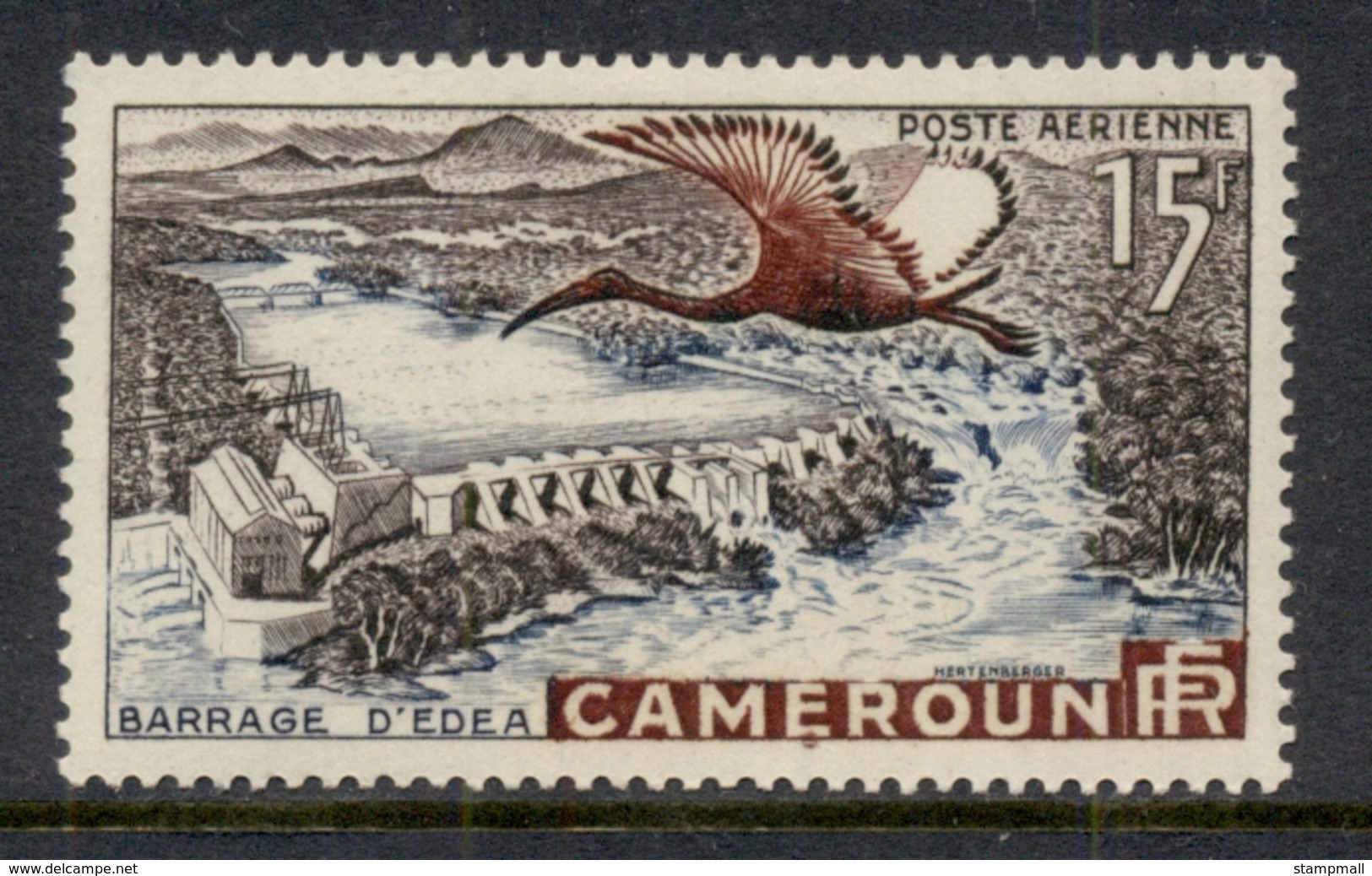 Cameroun 1953 Eden Dam & Sacred Ibis MLH - Cameroon (1960-...)