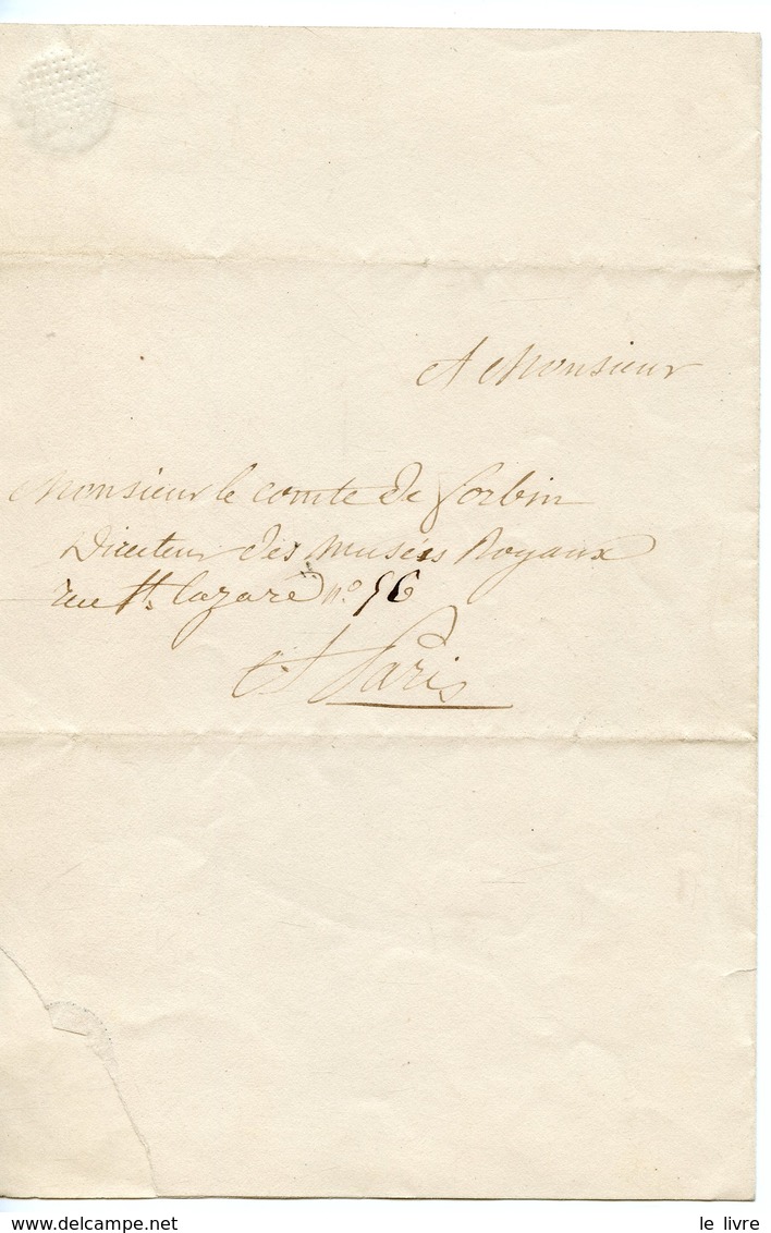 77. PROBABLE SOSTHENES DE LA ROCHEFOUCAULD. LAS 1833 SIGNEE DUC DE DOUDEAUVILLE ADRESSEE AU COMTE DE FORBIN (MUSEES) - Autres & Non Classés