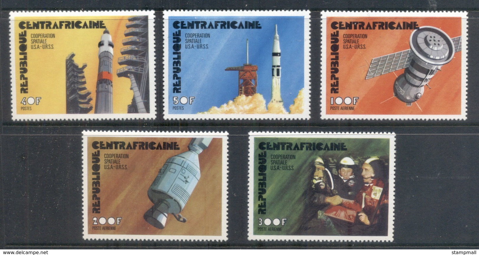 Central African Republic 1975 Apollo-Soyuz Joint Russia/USA Space Project MUH - Zentralafrik. Republik